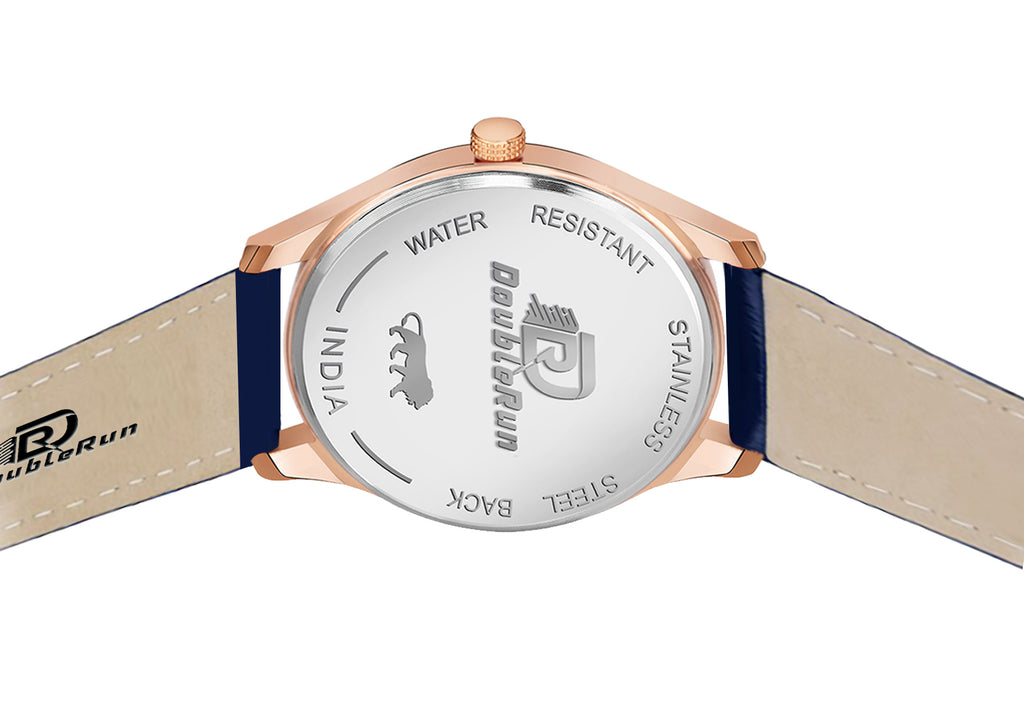 Doublerun DR7003 Men’s Wrist Watch with 3D Glass, Date Feature & Leather Strap