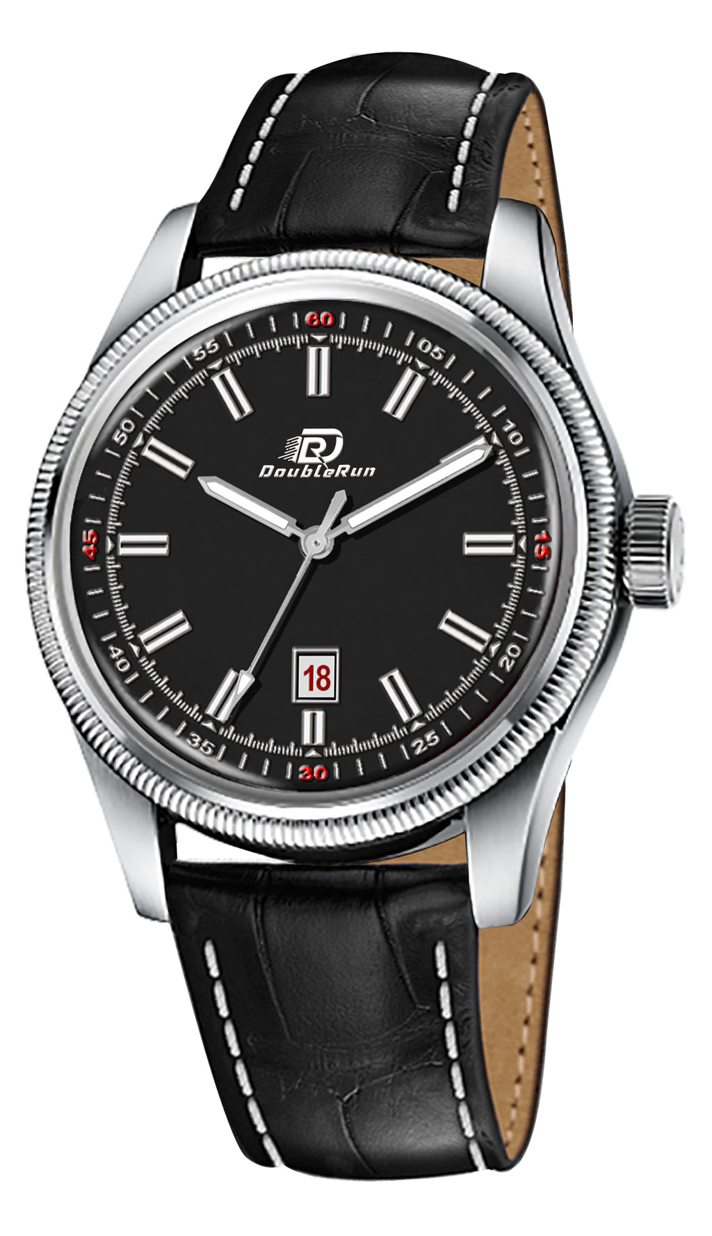 Doublerun DR6002 Men’s Wrist Watch with 3D Glass, Roman Dial & Date Feature