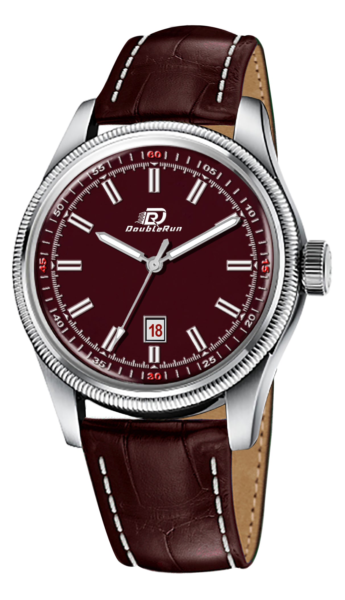 Doublerun DR6003 Men’s Wrist Watch with 3D Glass, Roman Dial & Date Feature