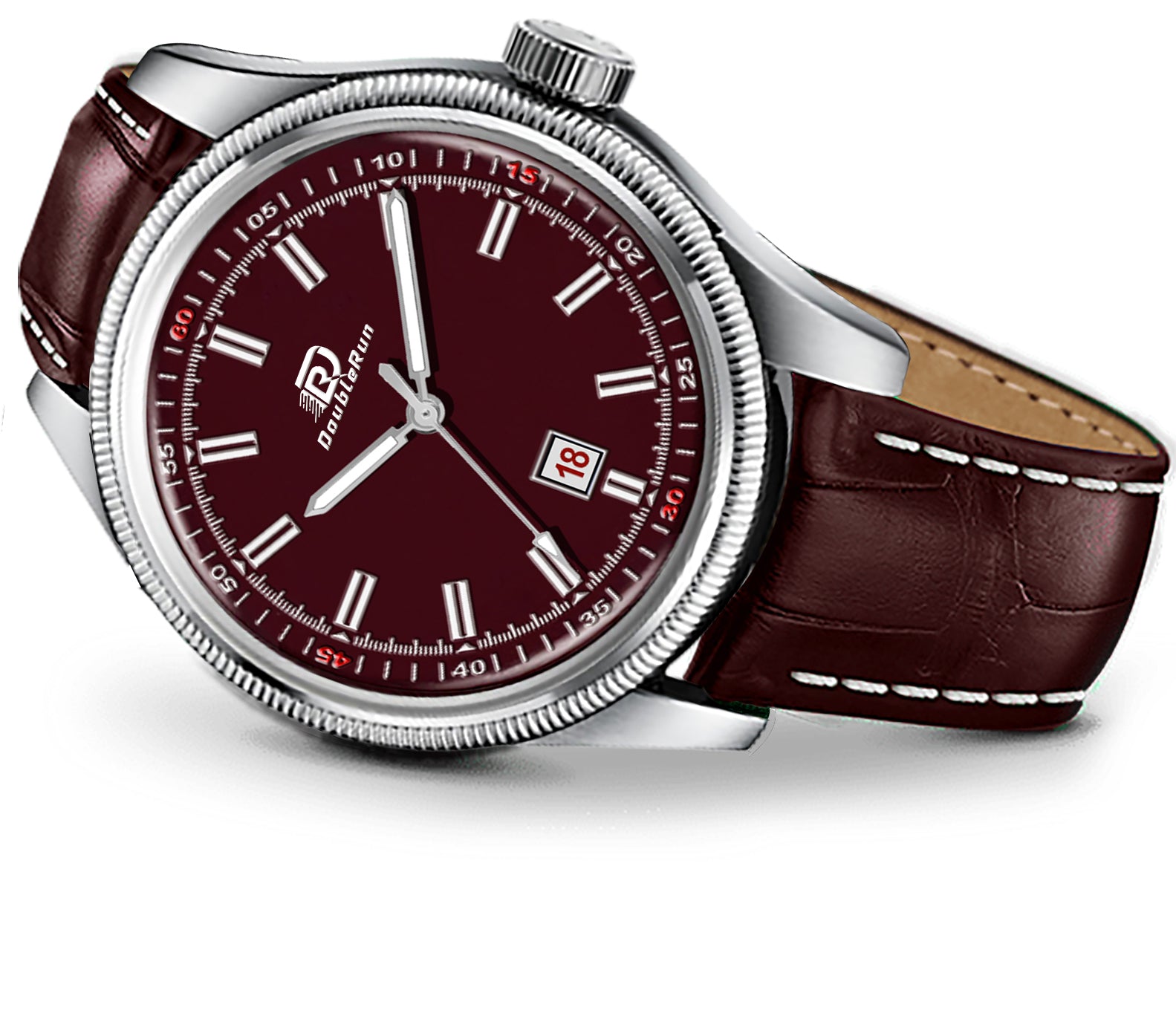 Doublerun DR6003 Men’s Wrist Watch with 3D Glass, Roman Dial & Date Feature