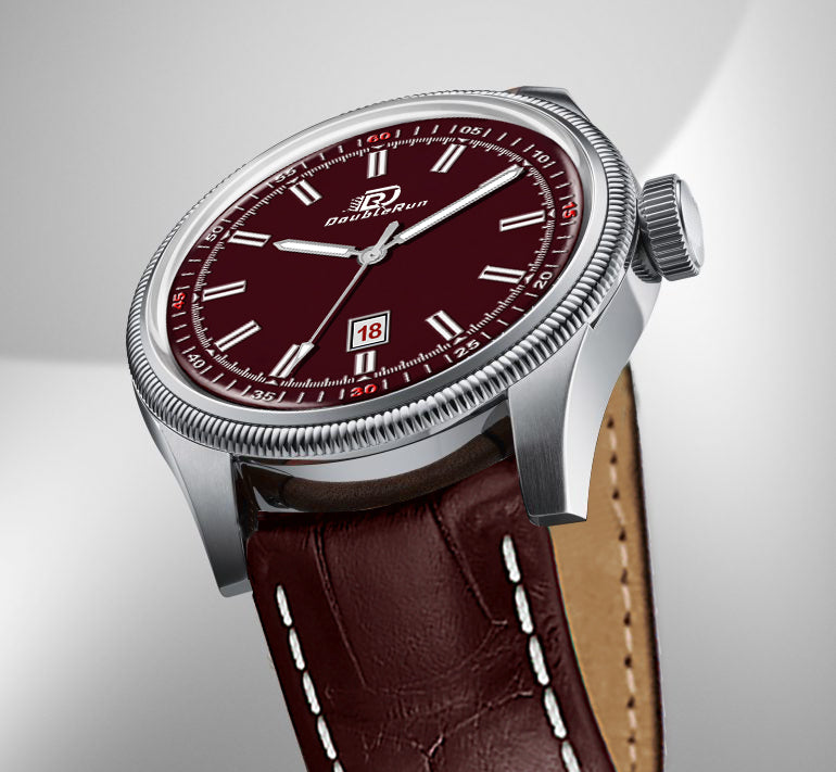 Doublerun DR6003 Men’s Wrist Watch with 3D Glass, Roman Dial & Date Feature