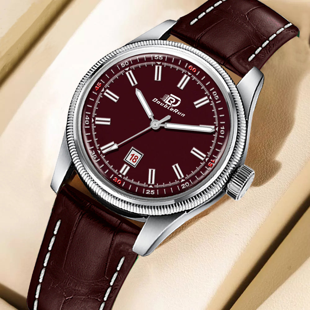 Doublerun DR6003 Men’s Wrist Watch with 3D Glass, Roman Dial & Date Feature