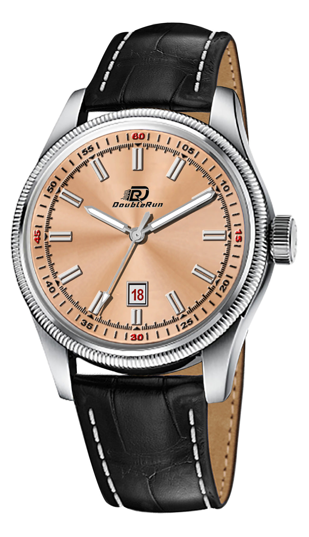 Doublerun DR6004 Men’s Wrist Watch with 3D Glass, Roman Dial & Date Feature