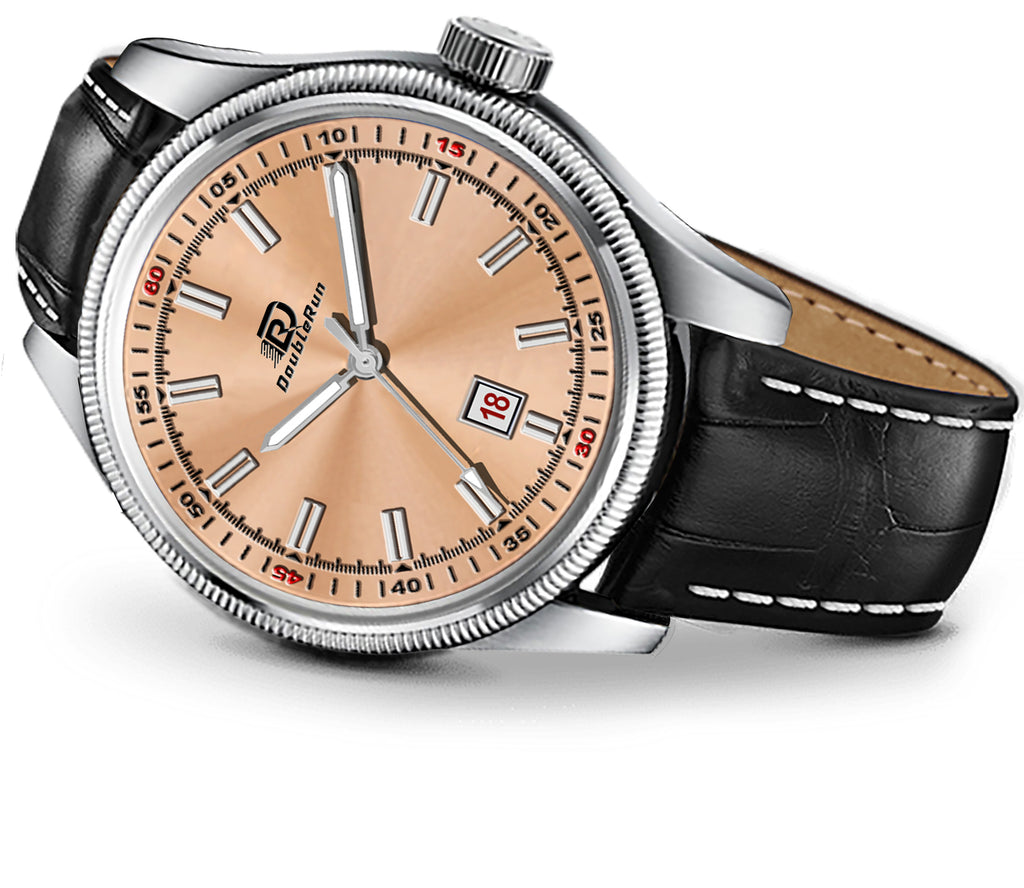 Doublerun DR6004 Men’s Wrist Watch with 3D Glass, Roman Dial & Date Feature