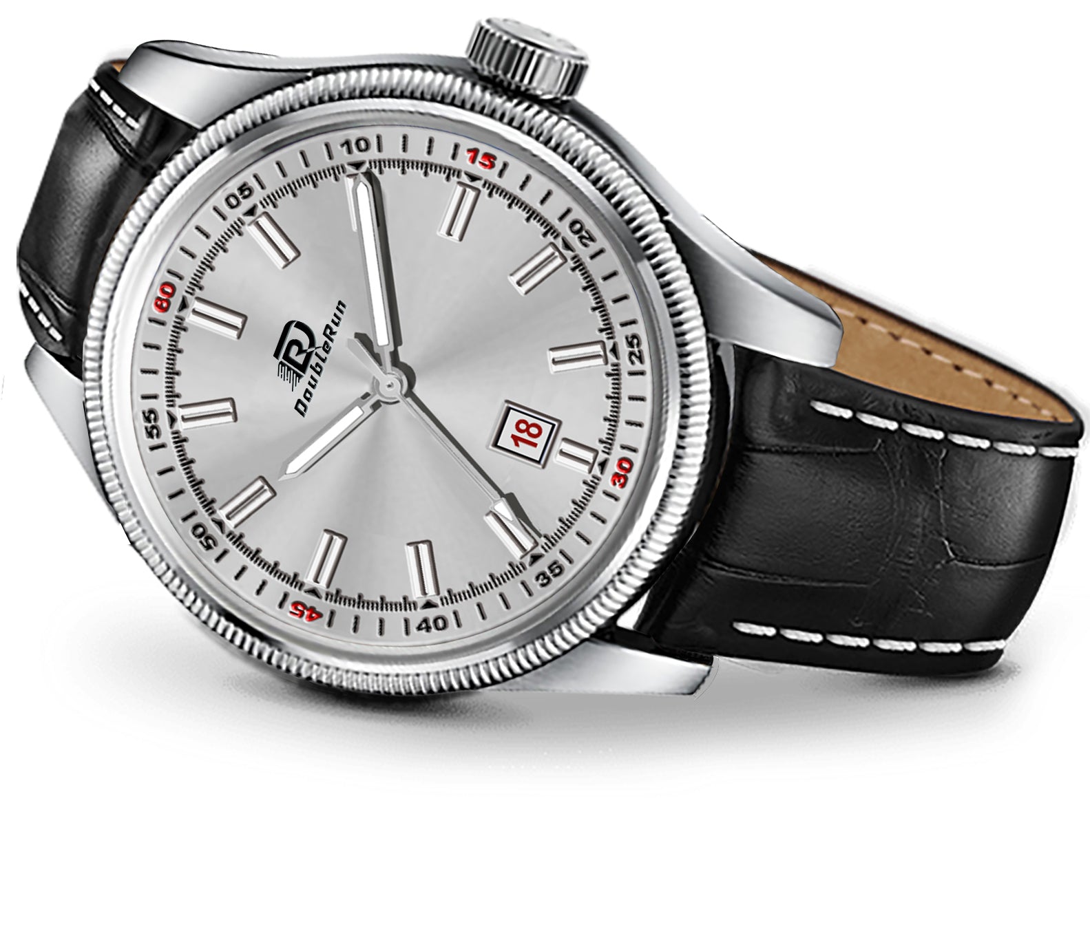 Doublerun DR6005 Men’s Wrist Watch with 3D Glass, Roman Dial & Date Feature