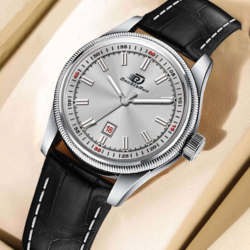 Doublerun DR6005 Men’s Wrist Watch with 3D Glass, Roman Dial & Date Feature