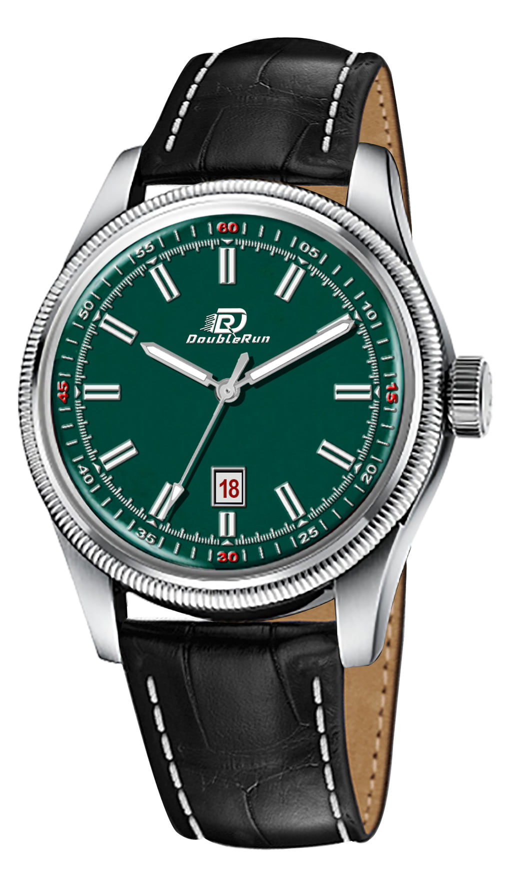 Doublerun DR6006 Men’s Wrist Watch with 3D Glass, Roman Dial & Date Feature