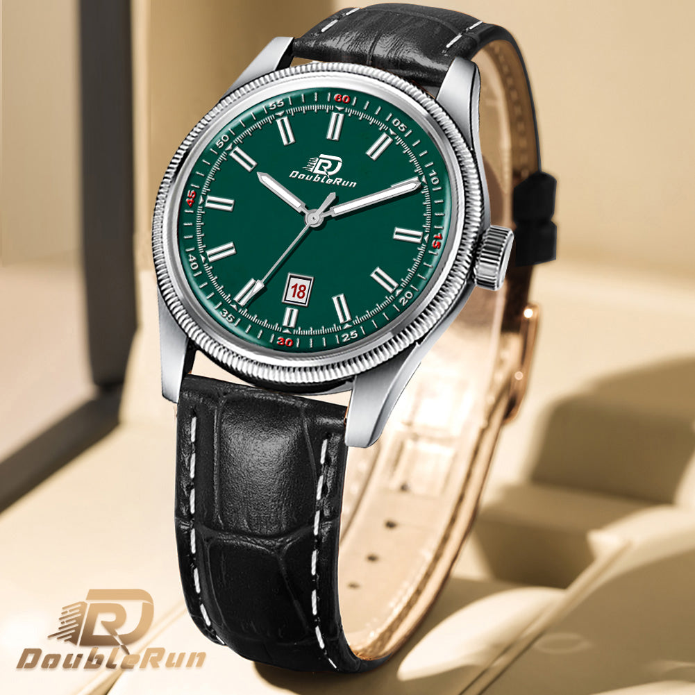 Doublerun DR6006 Men’s Wrist Watch with 3D Glass, Roman Dial & Date Feature