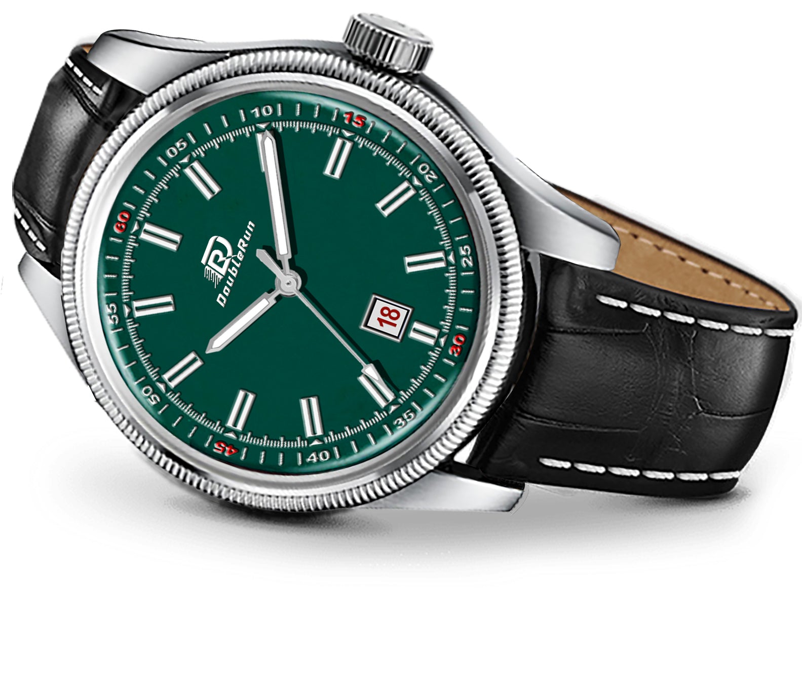 Doublerun DR6006 Men’s Wrist Watch with 3D Glass, Roman Dial & Date Feature