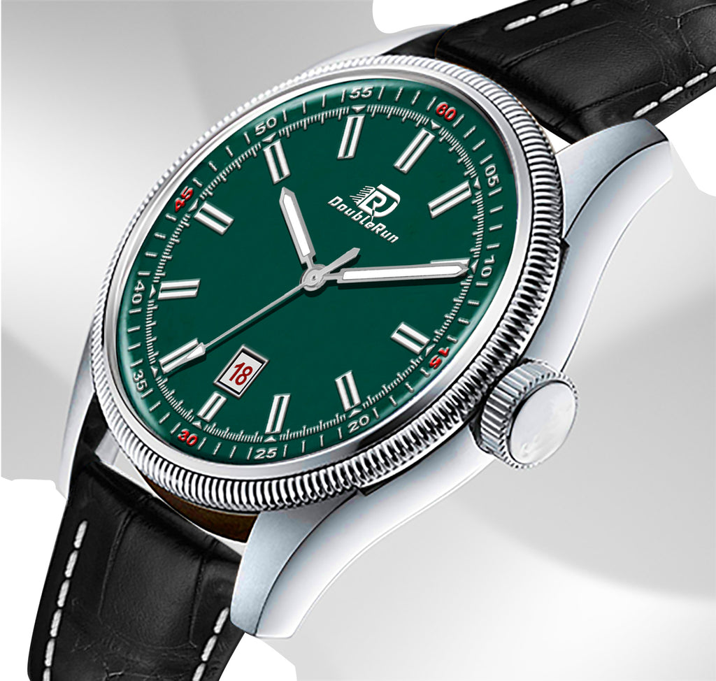 Doublerun DR6006 Men’s Wrist Watch with 3D Glass, Roman Dial & Date Feature