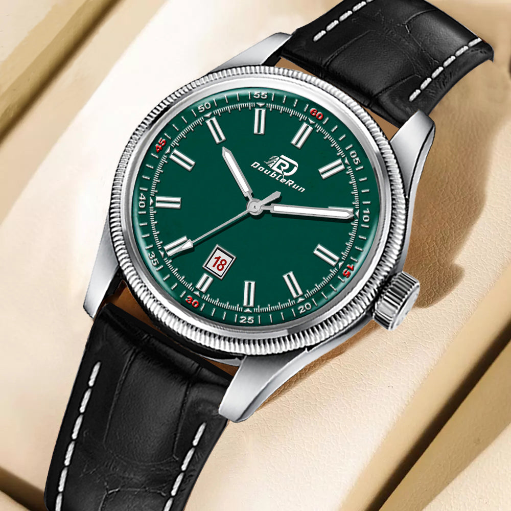 Doublerun DR6006 Men’s Wrist Watch with 3D Glass, Roman Dial & Date Feature