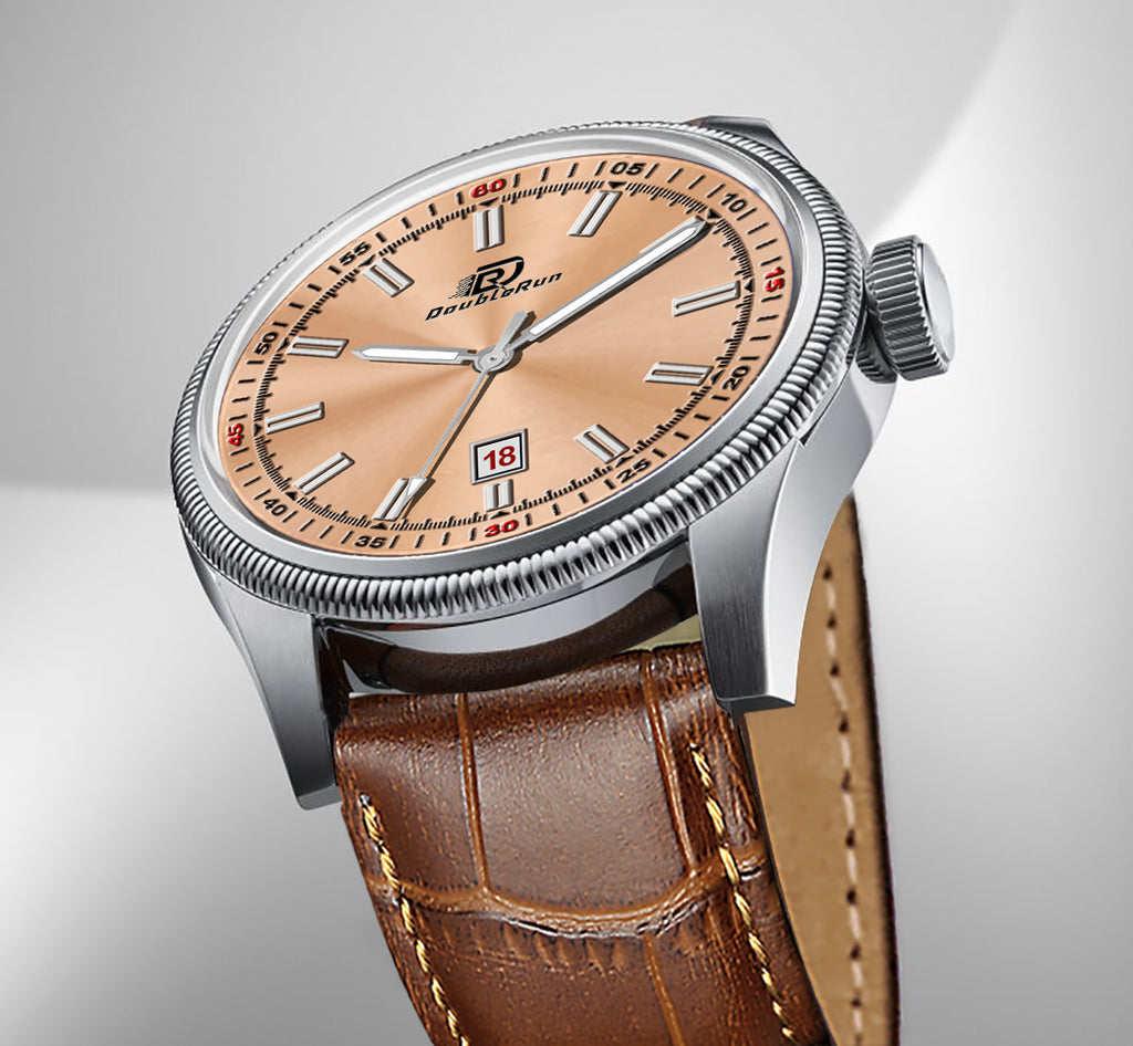 Doublerun DR6007 Men’s Wrist Watch with 3D Glass, Roman Dial & Date Feature