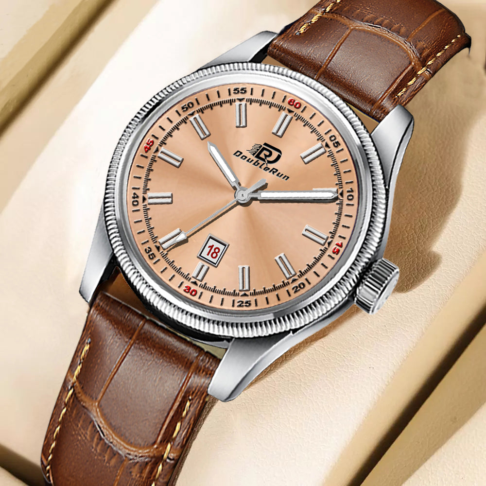 Doublerun DR6007 Men’s Wrist Watch with 3D Glass, Roman Dial & Date Feature