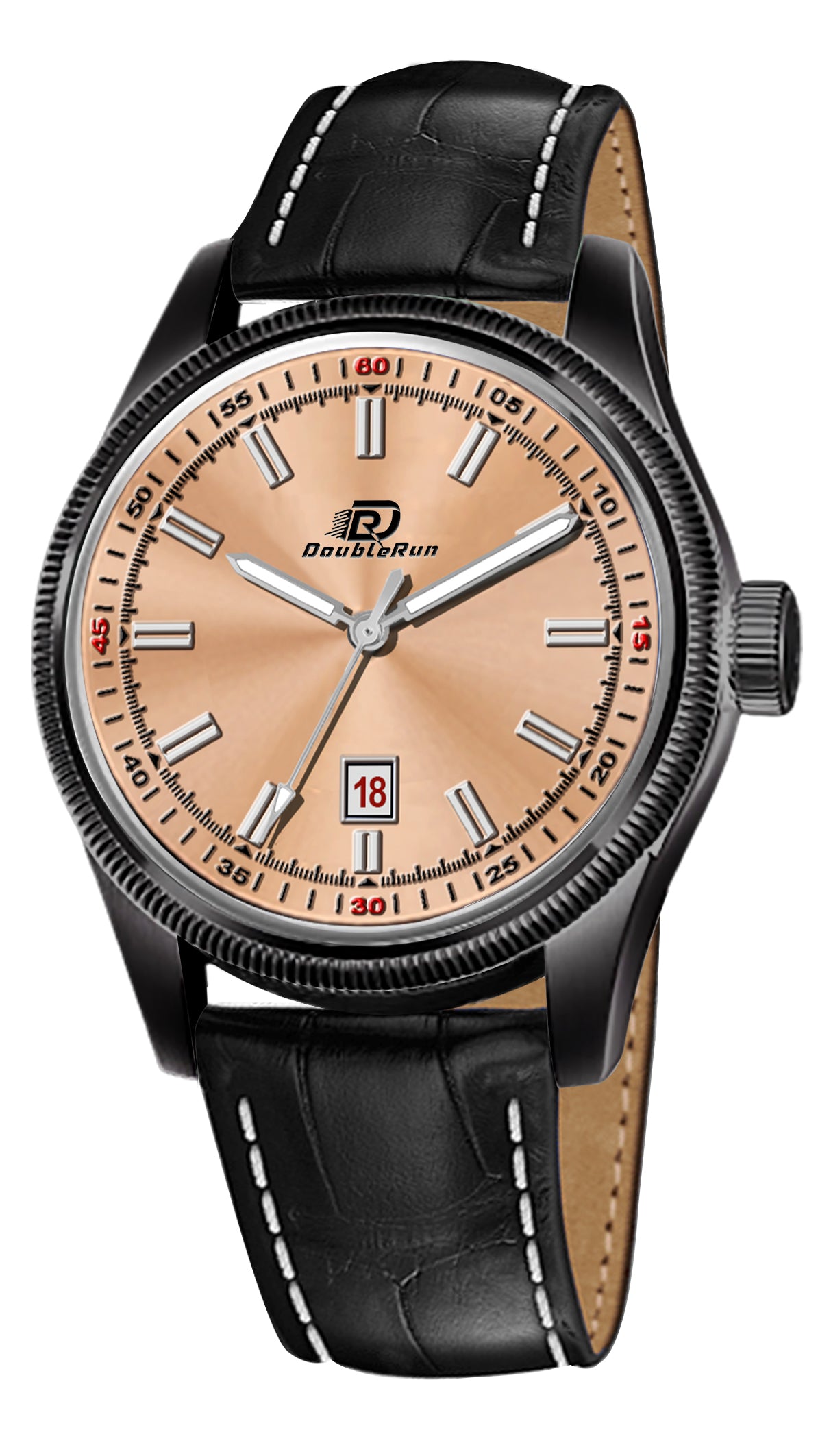 Doublerun DR6008 Men’s Wrist Watch with 3D Glass, Roman Dial & Date Feature