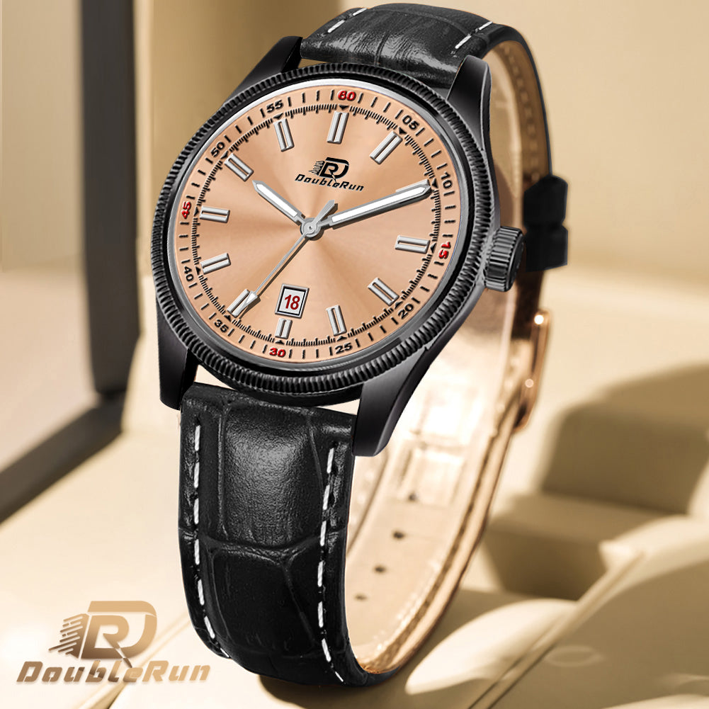Doublerun DR6008 Men’s Wrist Watch with 3D Glass, Roman Dial & Date Feature