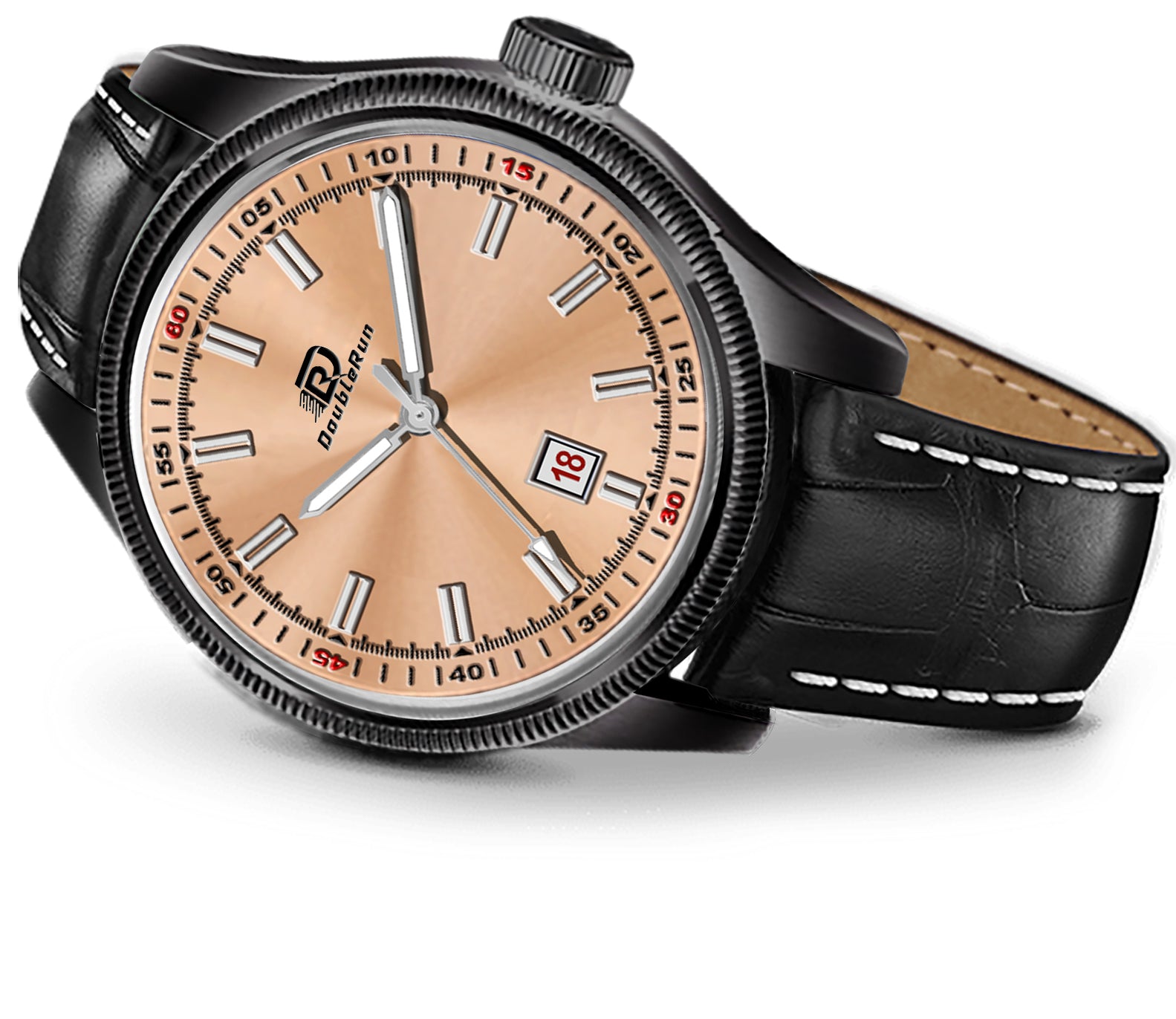 Doublerun DR6008 Men’s Wrist Watch with 3D Glass, Roman Dial & Date Feature