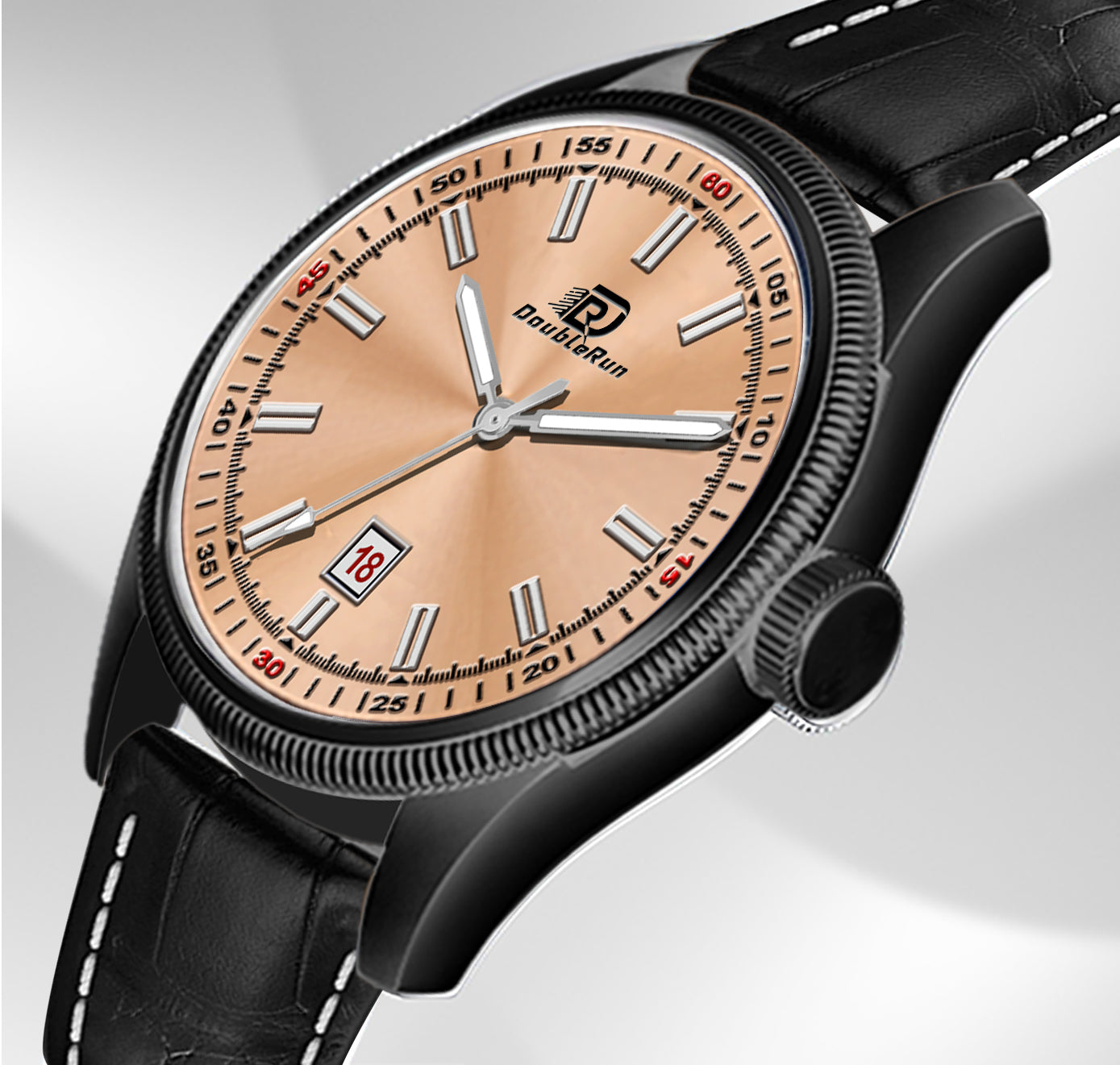 Doublerun DR6008 Men’s Wrist Watch with 3D Glass, Roman Dial & Date Feature