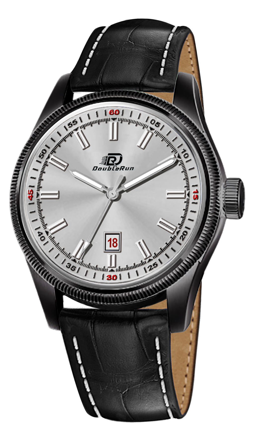 Doublerun DR6009 Men’s Wrist Watch with 3D Glass, Roman Dial & Date Feature