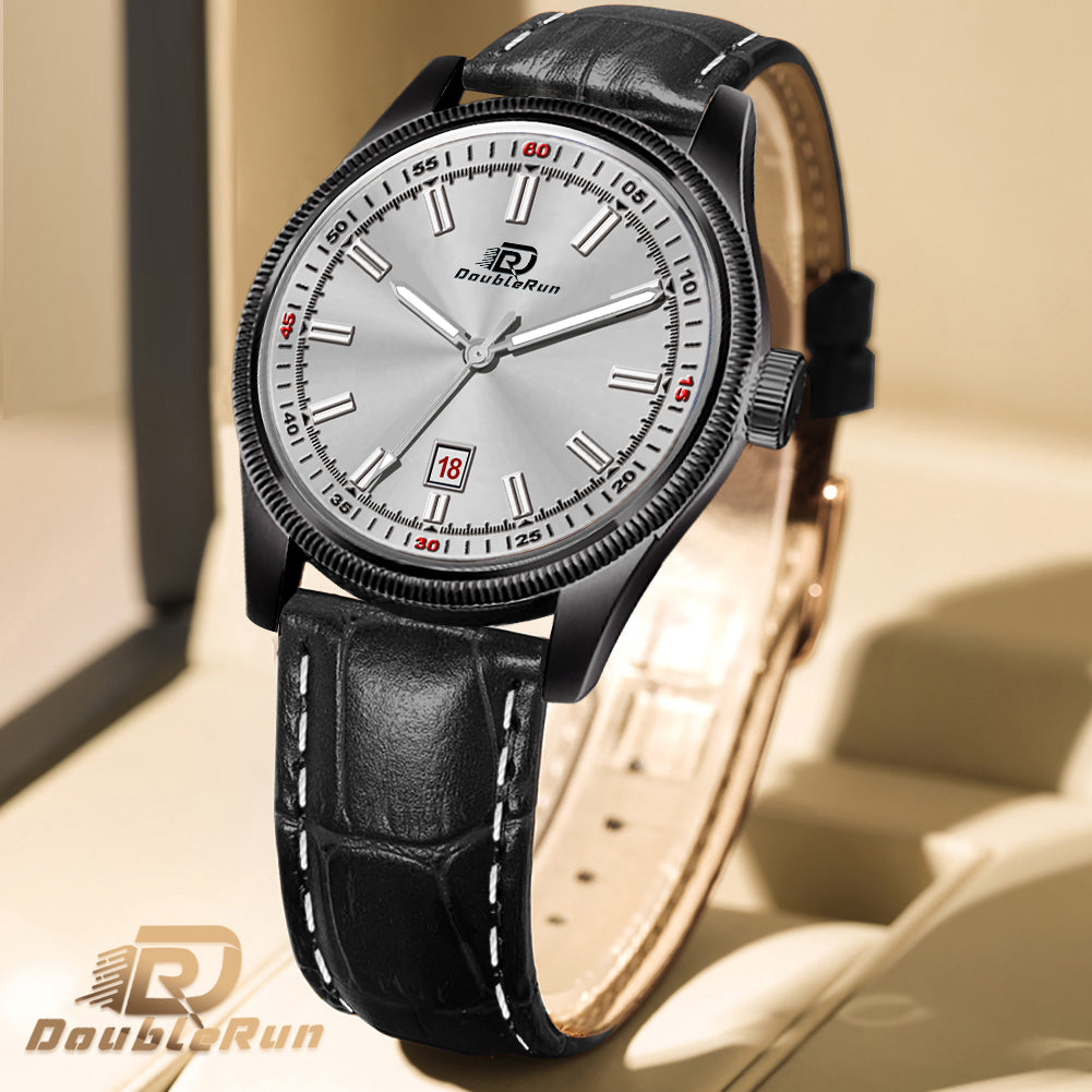 Doublerun DR6009 Men’s Wrist Watch with 3D Glass, Roman Dial & Date Feature
