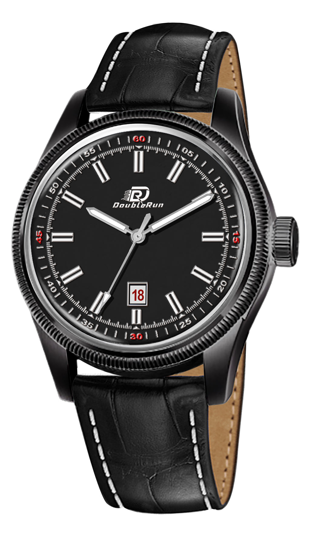 Doublerun DR6010 Men’s Wrist Watch with 3D Glass, Roman Dial & Date Feature