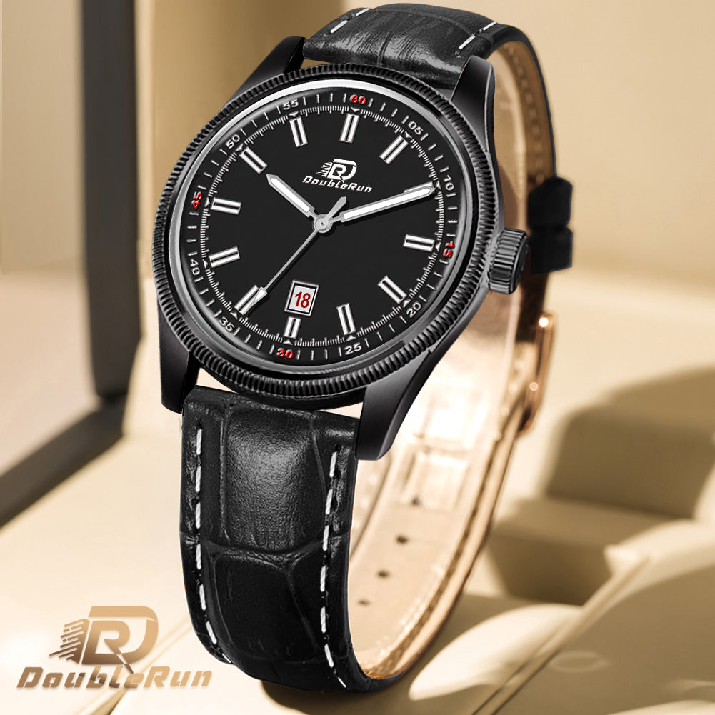 Doublerun DR6010 Men’s Wrist Watch with 3D Glass, Roman Dial & Date Feature