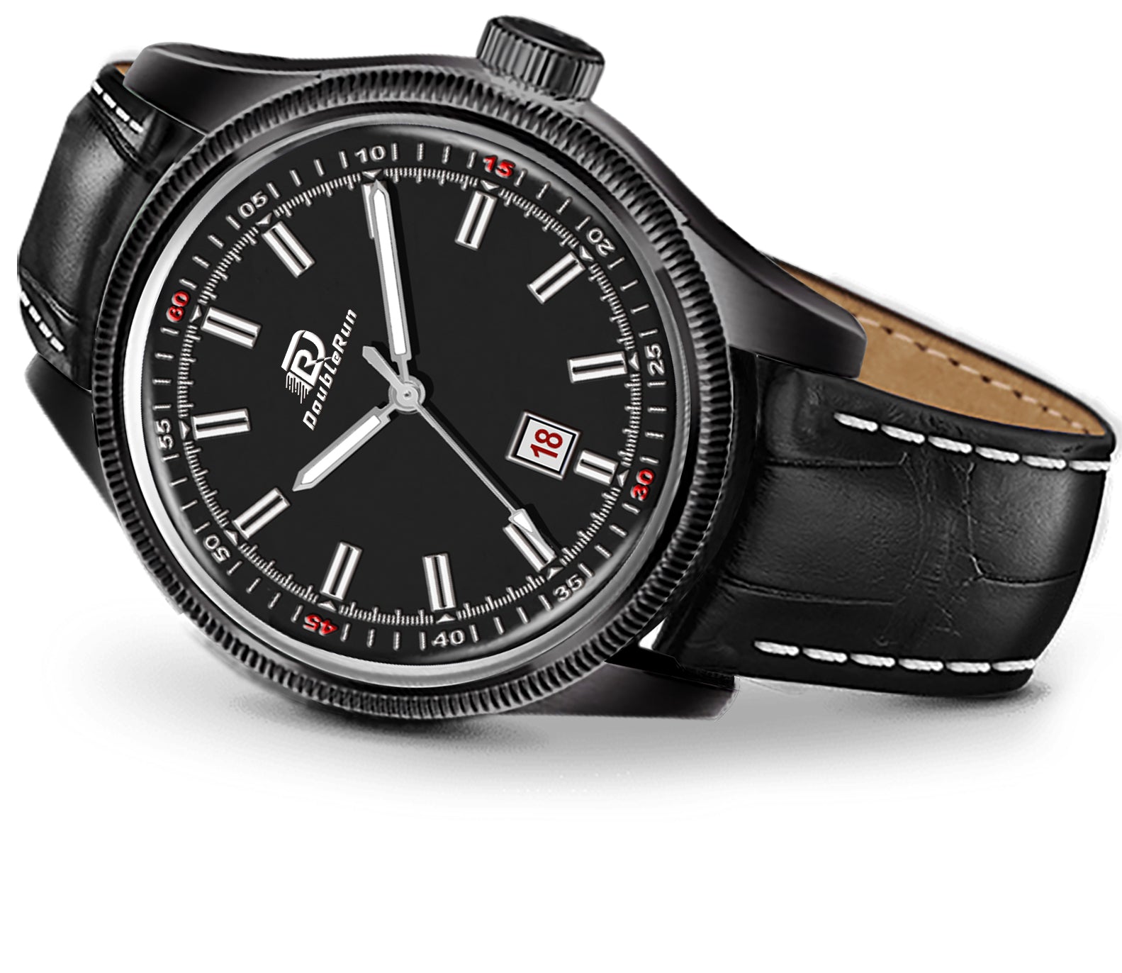 Doublerun DR6010 Men’s Wrist Watch with 3D Glass, Roman Dial & Date Feature