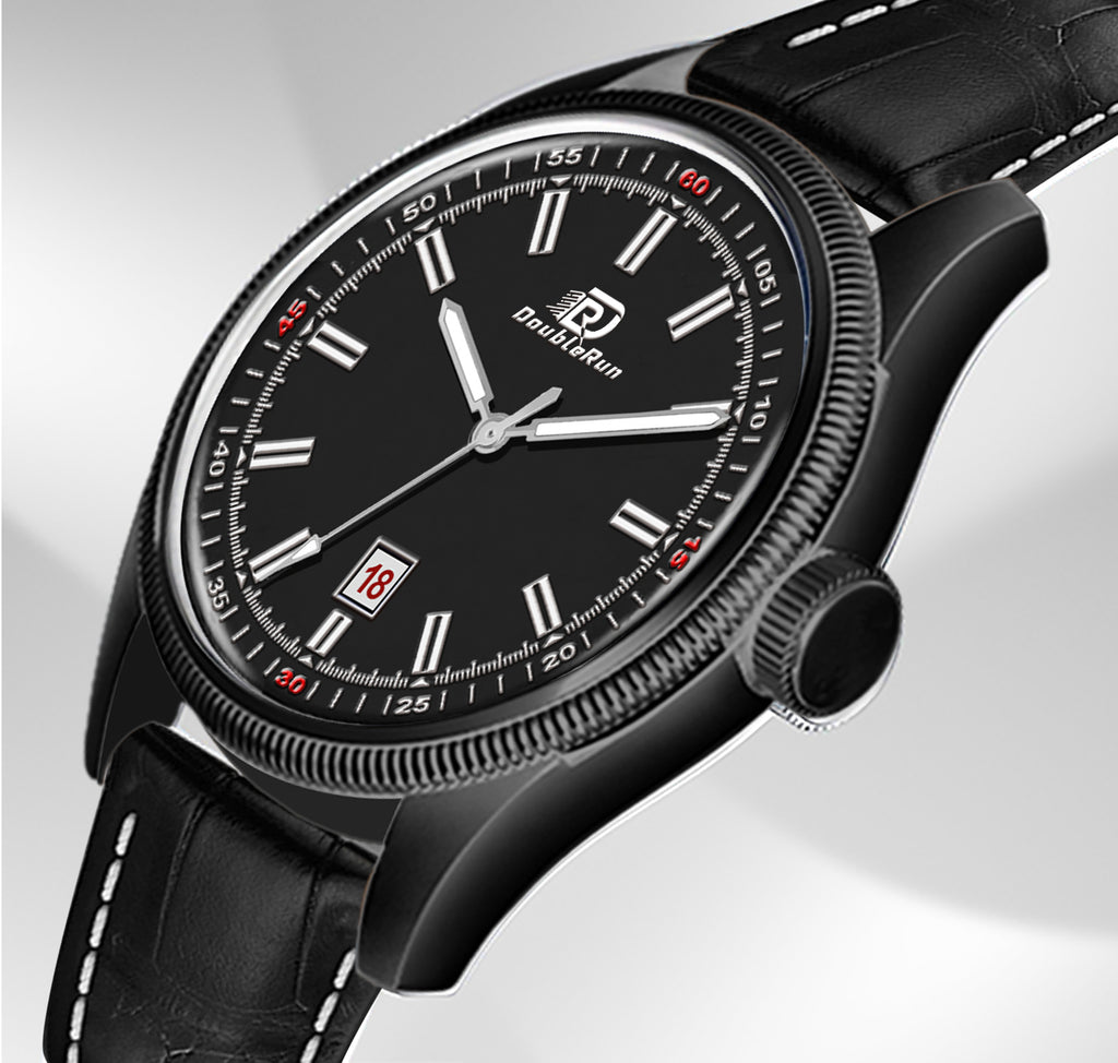 Doublerun DR6010 Men’s Wrist Watch with 3D Glass, Roman Dial & Date Feature