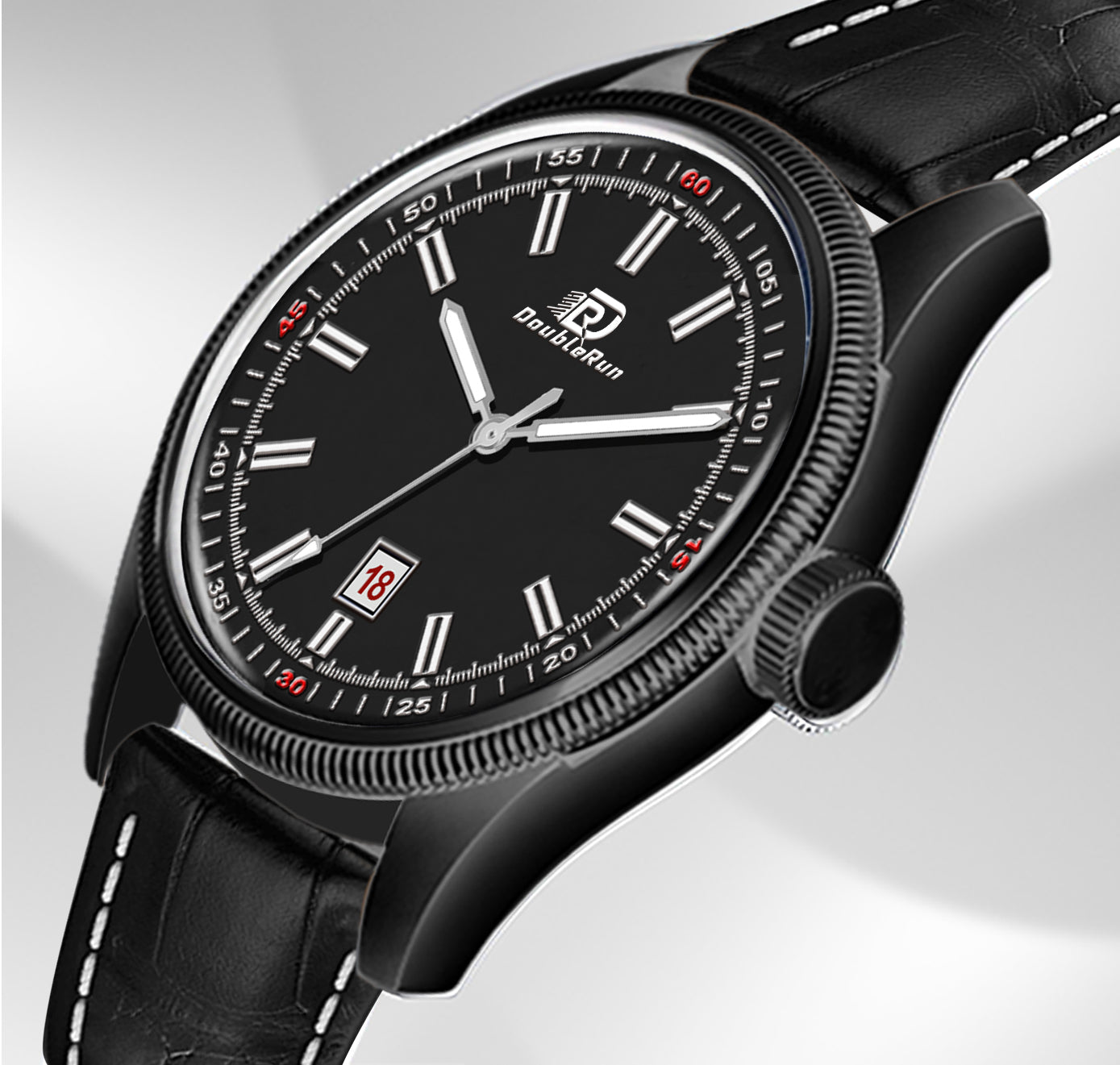 Doublerun DR6010 Men’s Wrist Watch with 3D Glass, Roman Dial & Date Feature