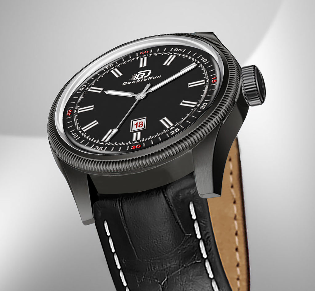 Doublerun DR6010 Men’s Wrist Watch with 3D Glass, Roman Dial & Date Feature