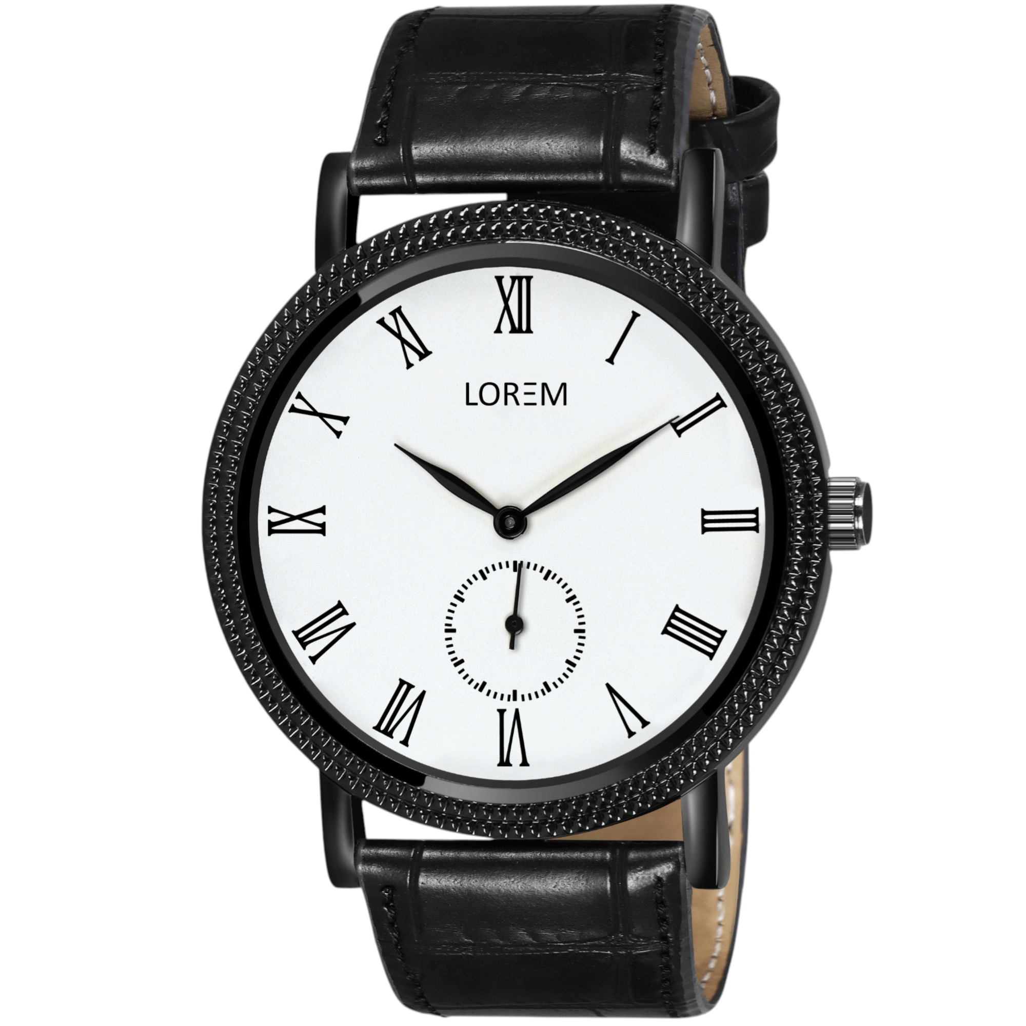 LOREM LR163 Men’s Chronograph Watch with Roman Numerals & Faux Leather Strap