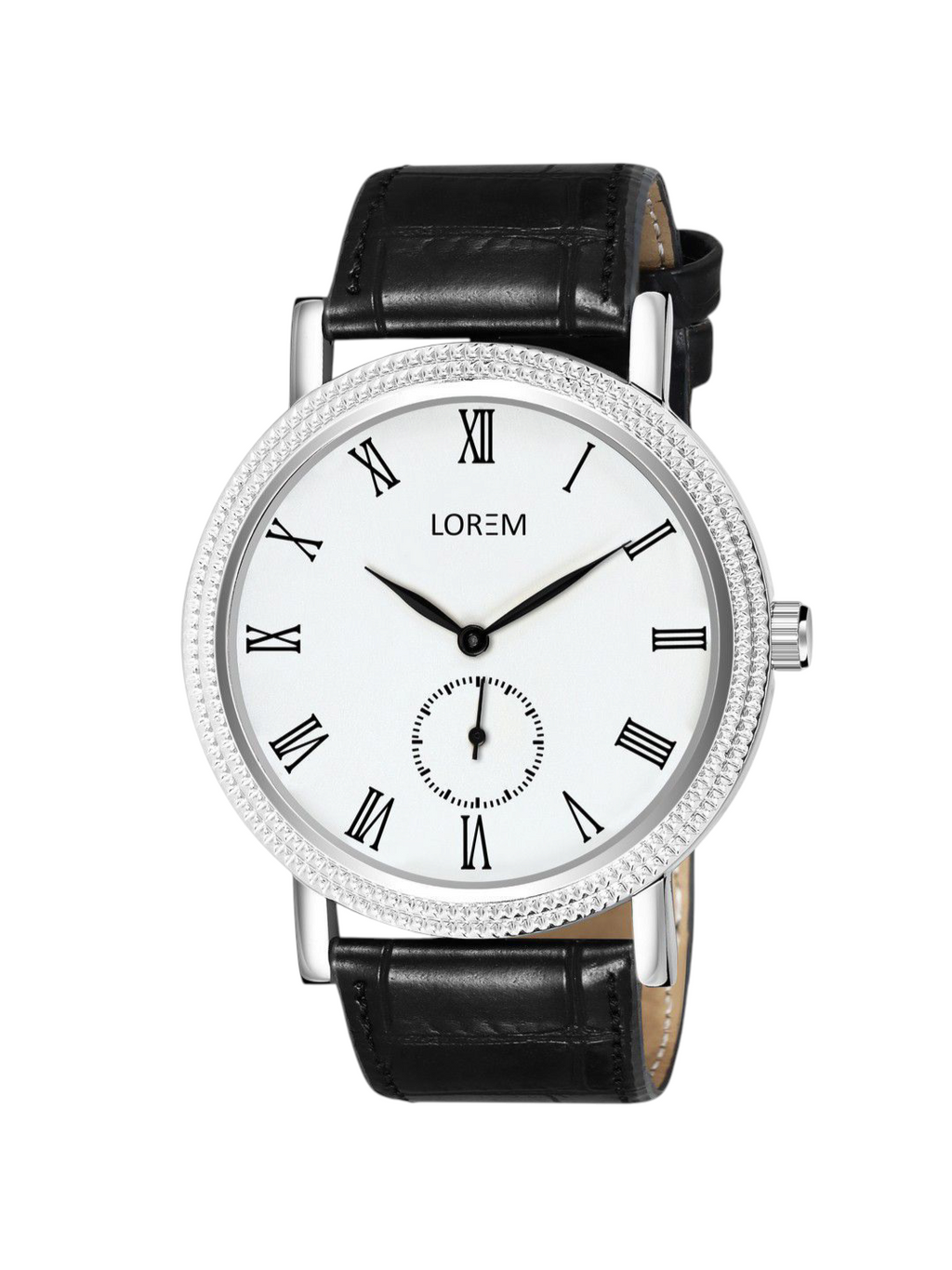 LOREM LR165 Men’s Lightweight Chronograph Watch with Roman Numerals & Faux Leather Strap