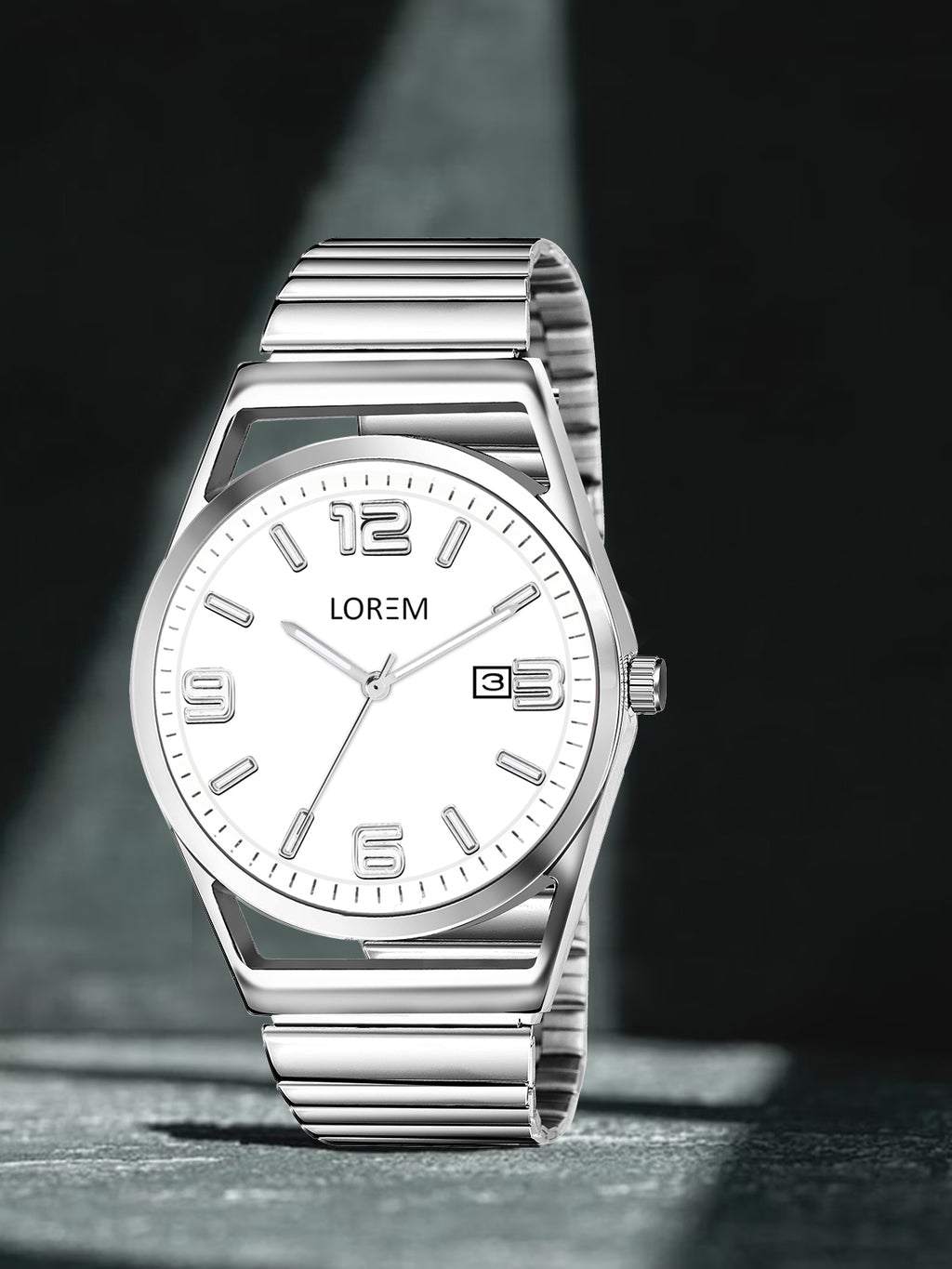 LOREM LR157 Men’s Stainless Steel Watch with Brass Dial & Date Function