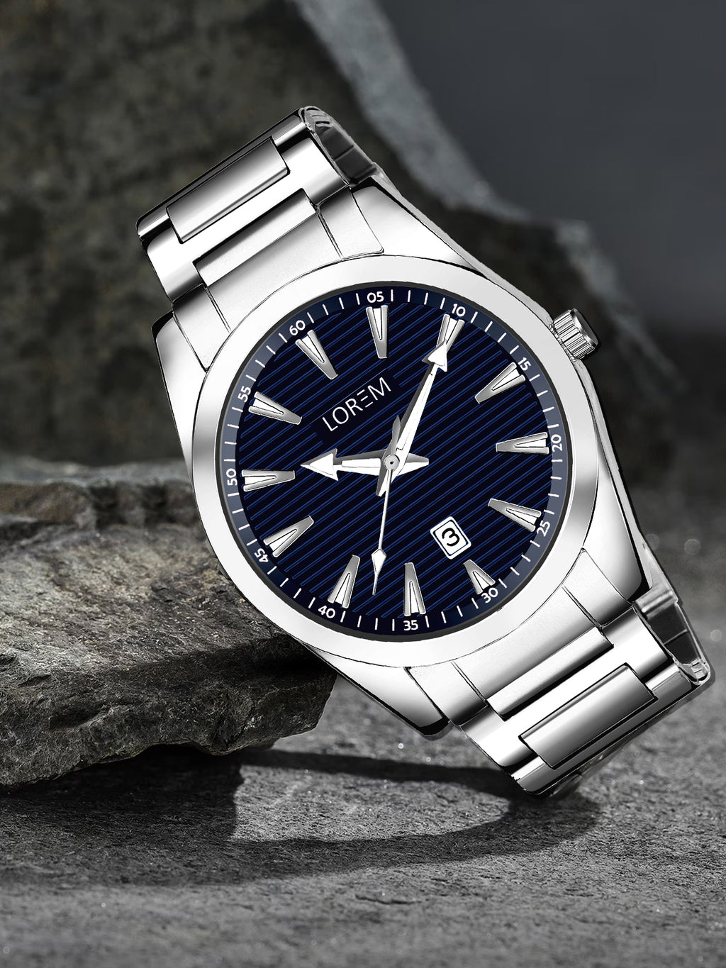 LOREM LR149 Men’s Stainless Steel Watch with Brass Dial & Date Function