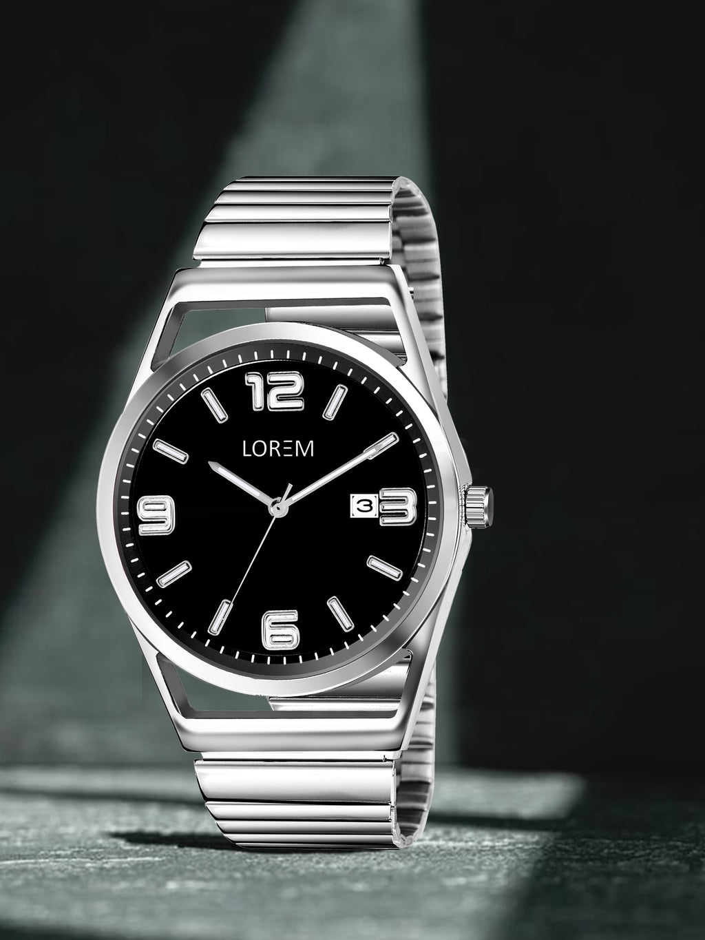 LOREM LR153 Men’s Stainless Steel Watch with Brass Dial & Date Function