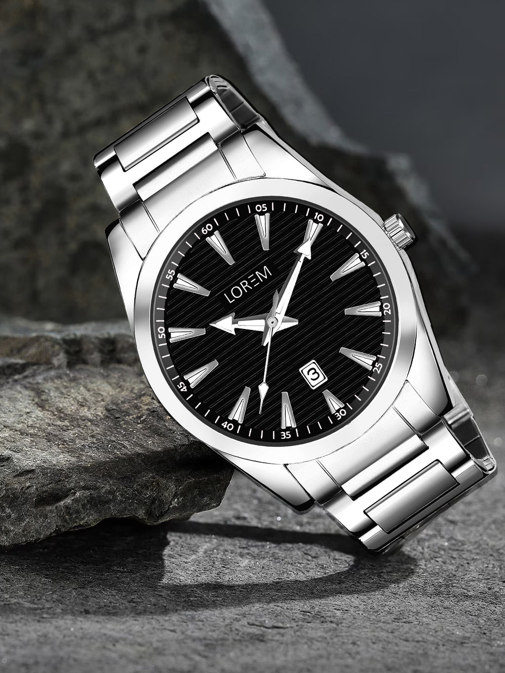 LOREM LR148 Men’s Stainless Steel Watch with Brass Dial & Date Function