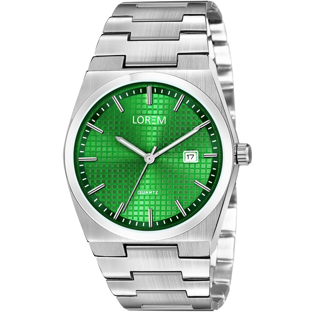 LOREM LR160 Men’s Bracelet Style Watch with Brass Dial & Date Function