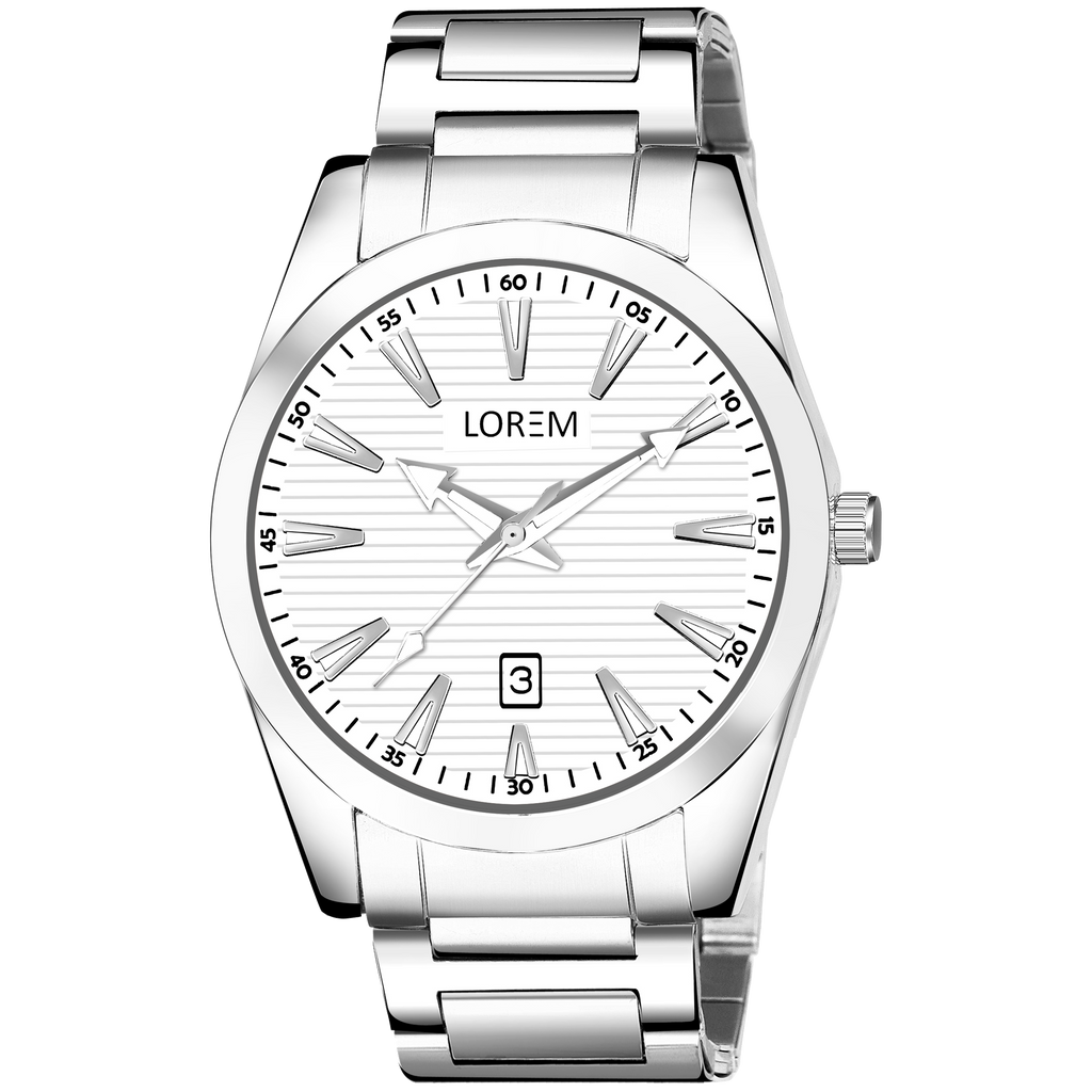 LOREM LR152 Men’s Stainless Steel Watch with Brass Dial & Date Function