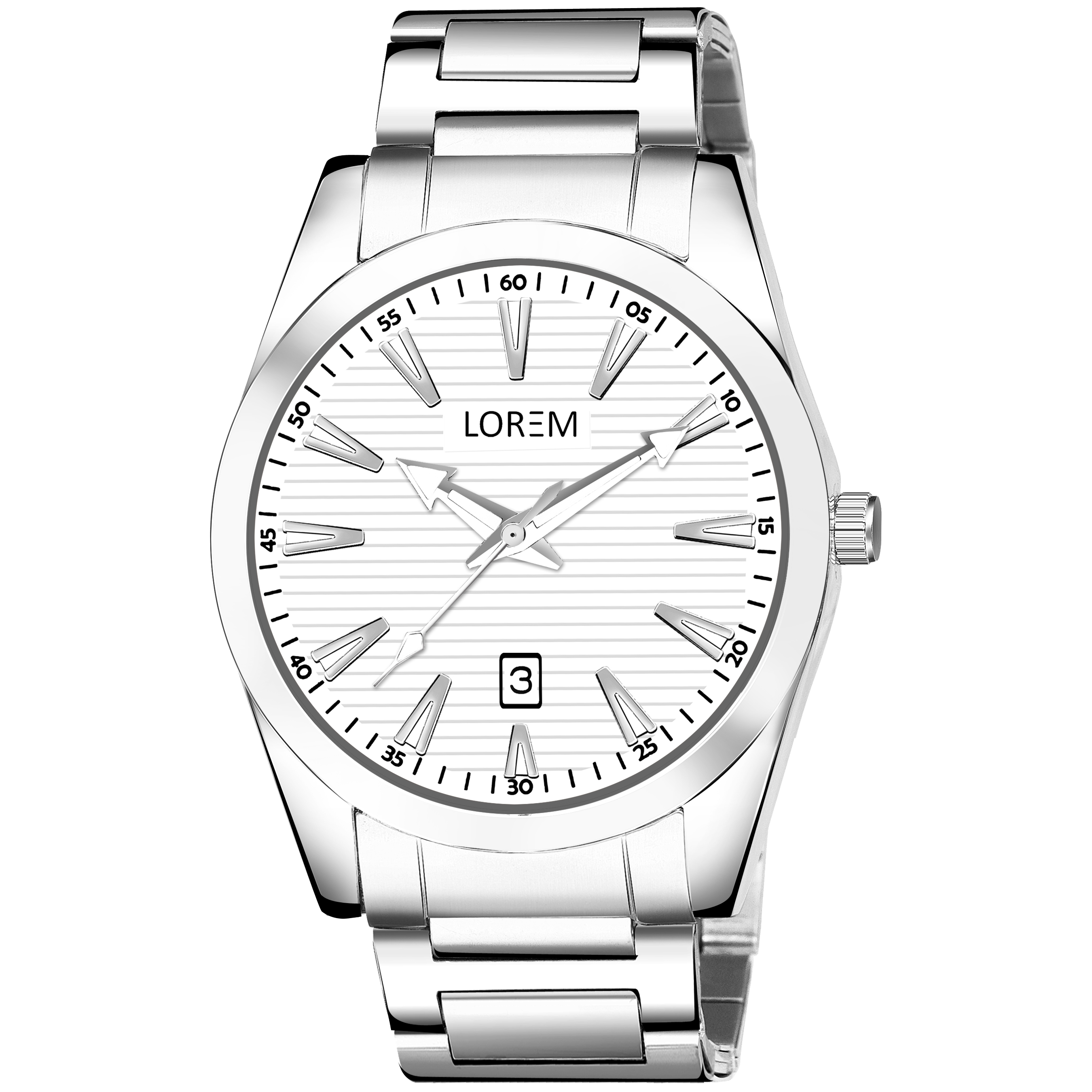 LOREM LR152 Men’s Stainless Steel Watch with Brass Dial & Date Function
