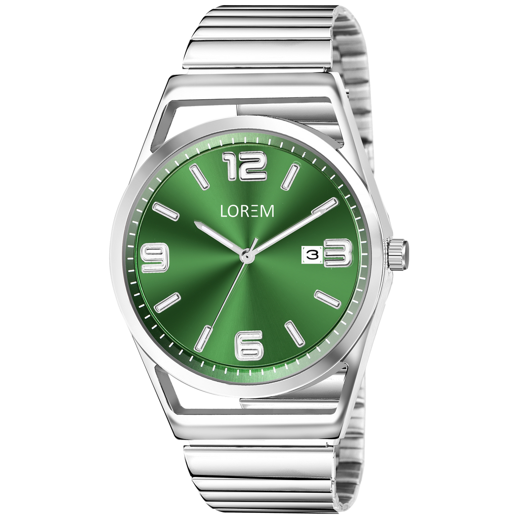 LOREM LR155 Men’s Stainless Steel Watch with Brass Dial & Date Function