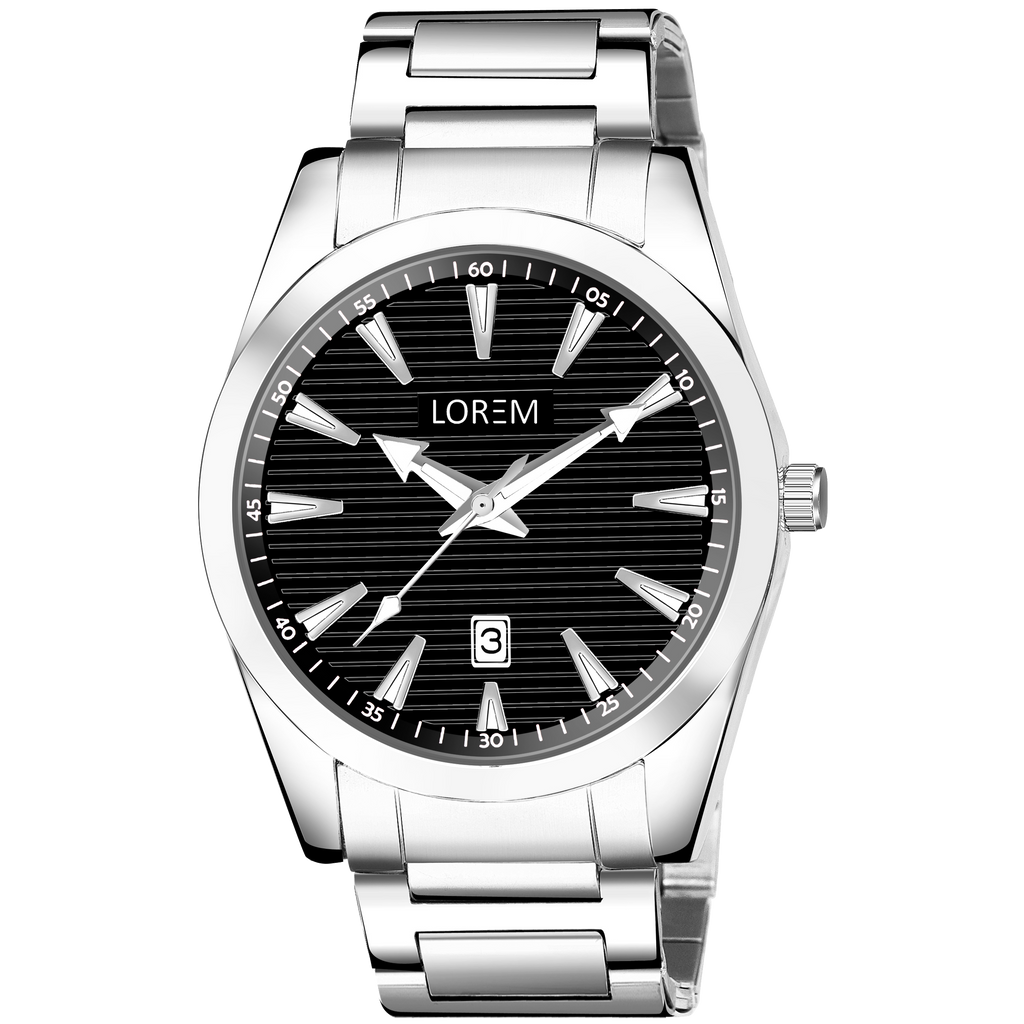 LOREM LR148 Men’s Stainless Steel Watch with Brass Dial & Date Function