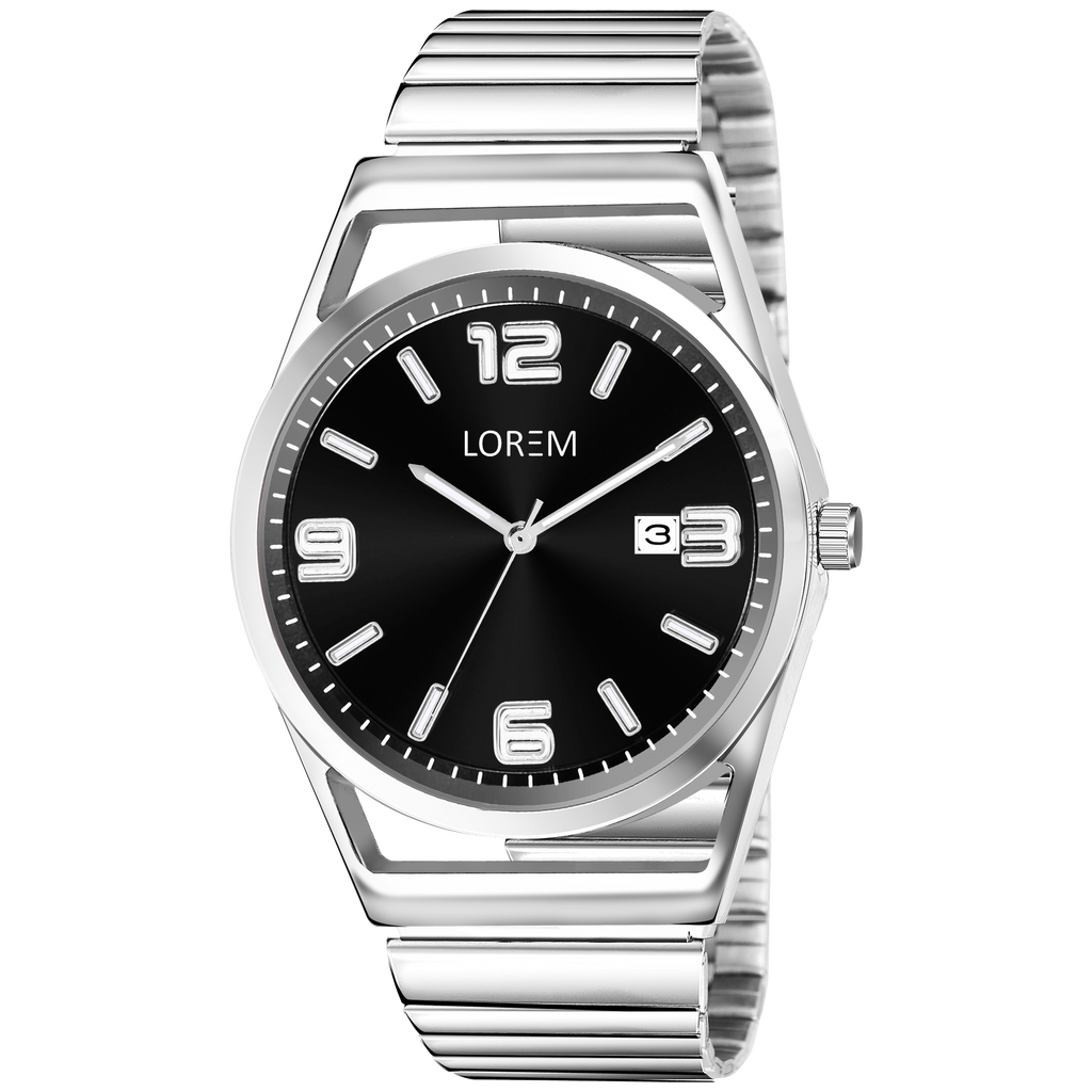 LOREM LR153 Men’s Stainless Steel Watch with Brass Dial & Date Function