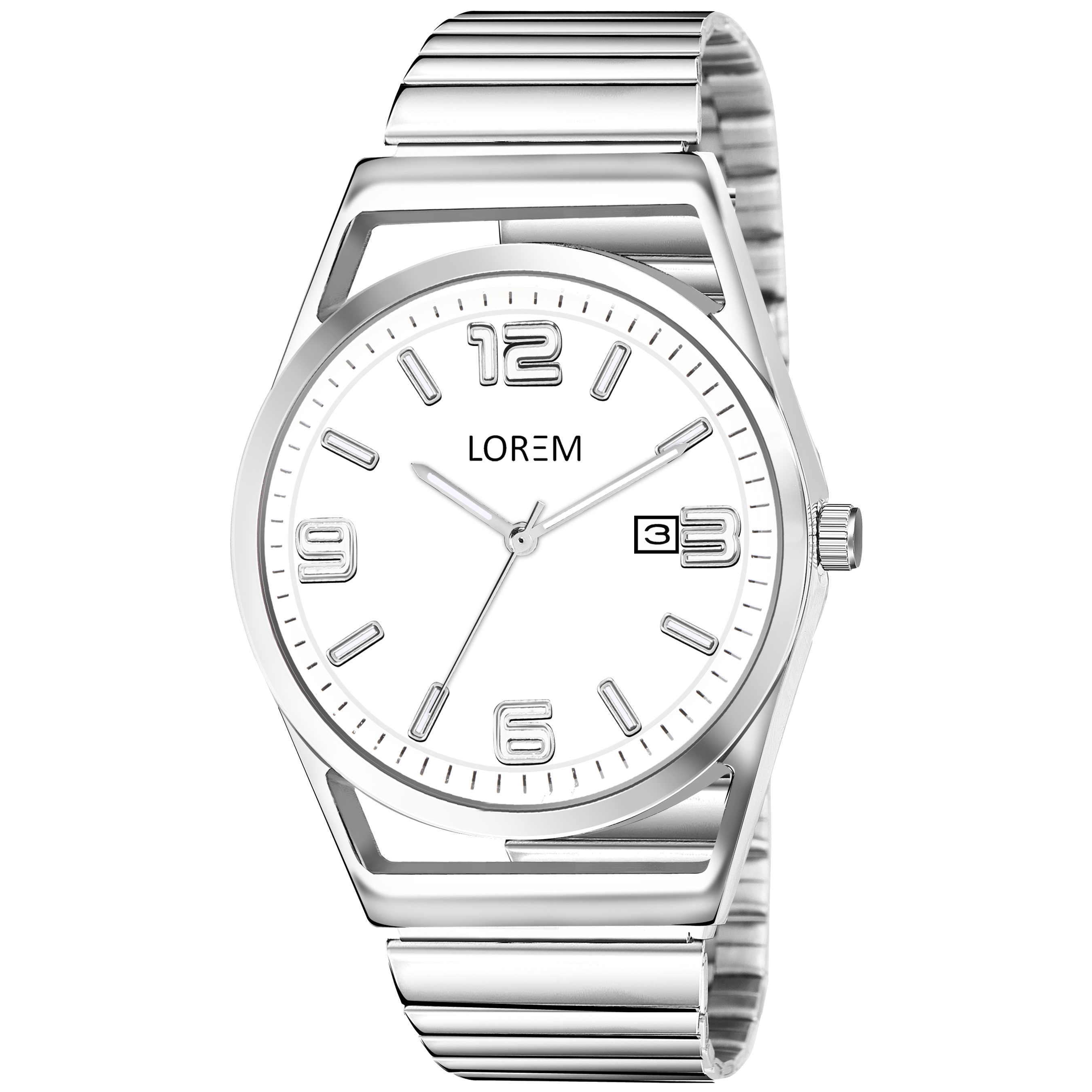 LOREM LR157 Men’s Stainless Steel Watch with Brass Dial & Date Function