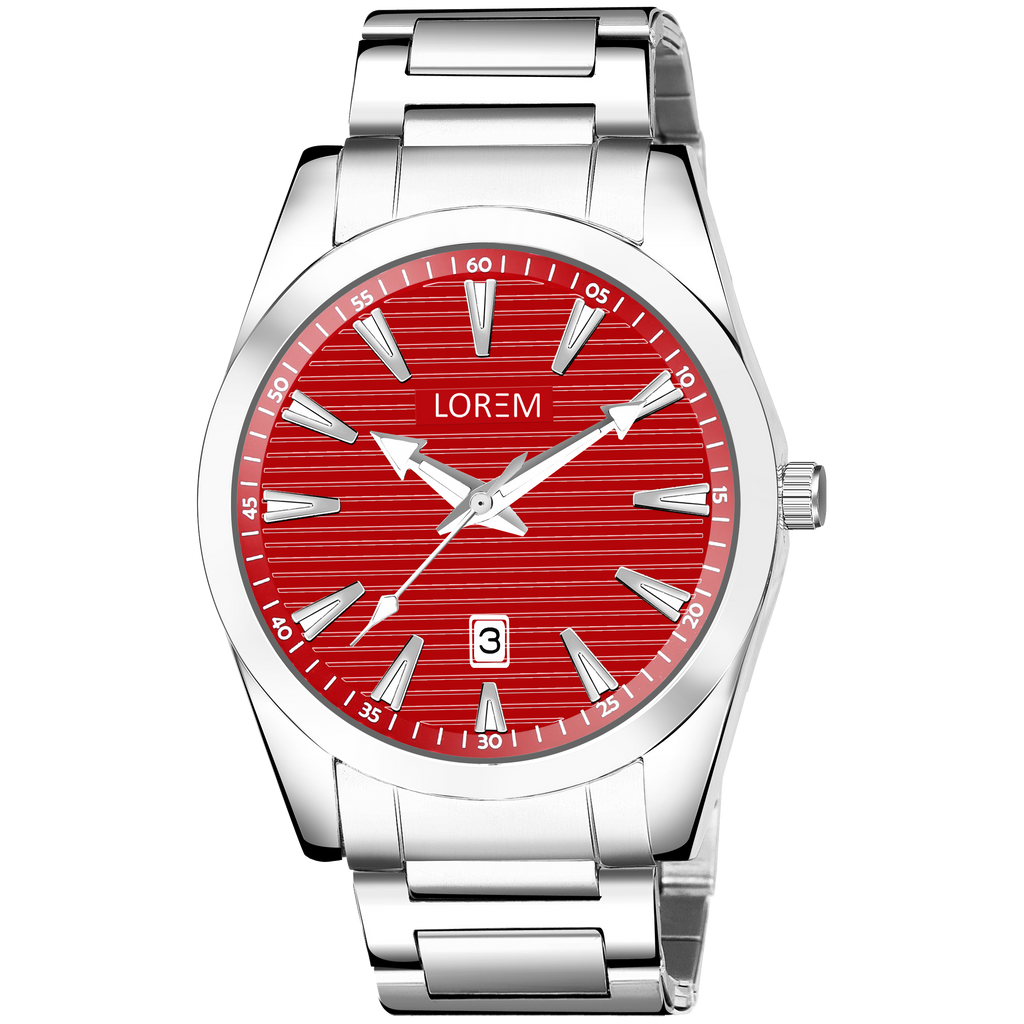 LOREM LR151 Men’s Stainless Steel Watch with Brass Dial & Date Function