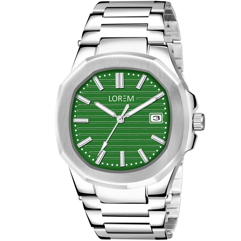LOREM LR146 Men’s Stainless Steel Wrist Watch with Brass Dial, Date Function