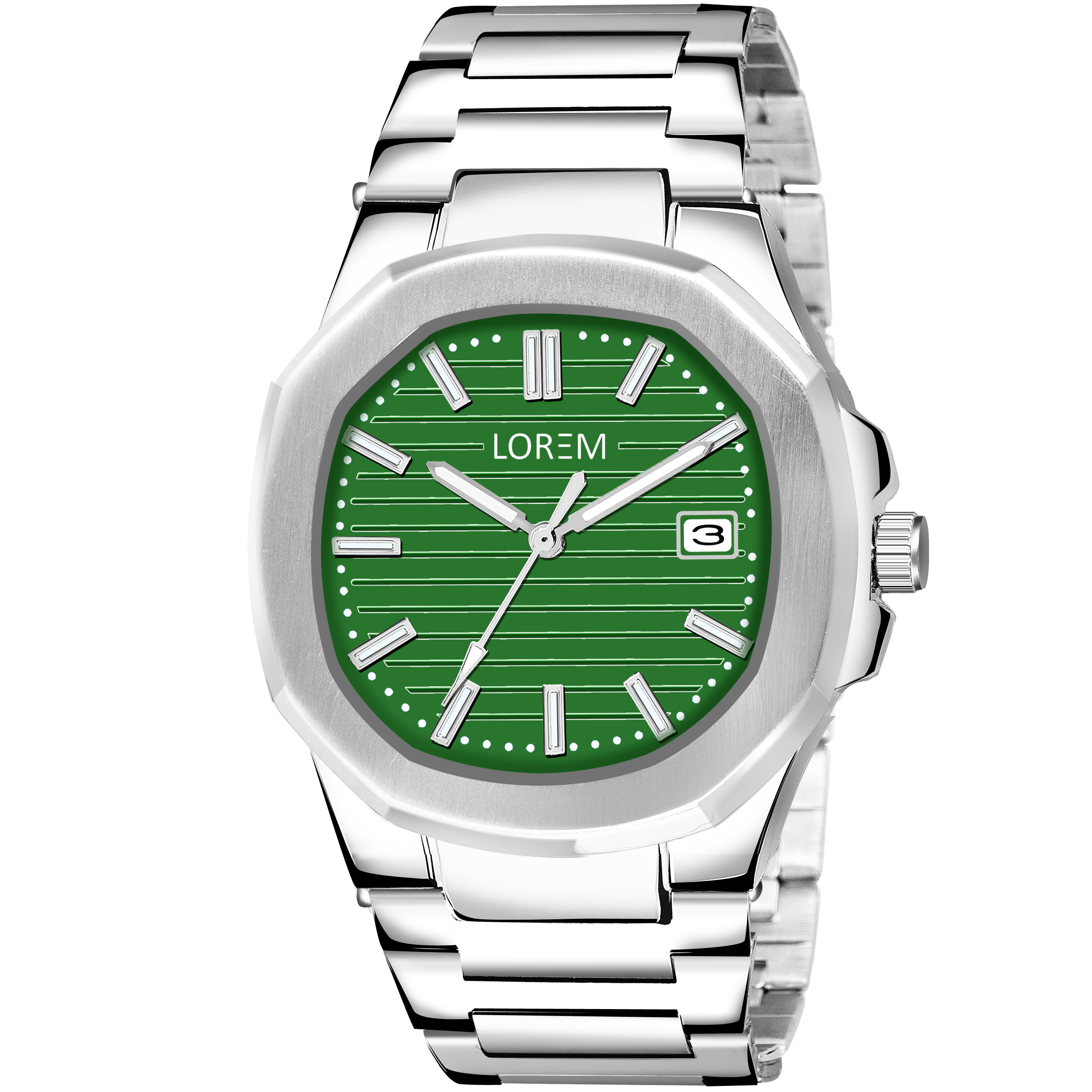 LOREM LR146 Men’s Stainless Steel Wrist Watch with Brass Dial, Date Function