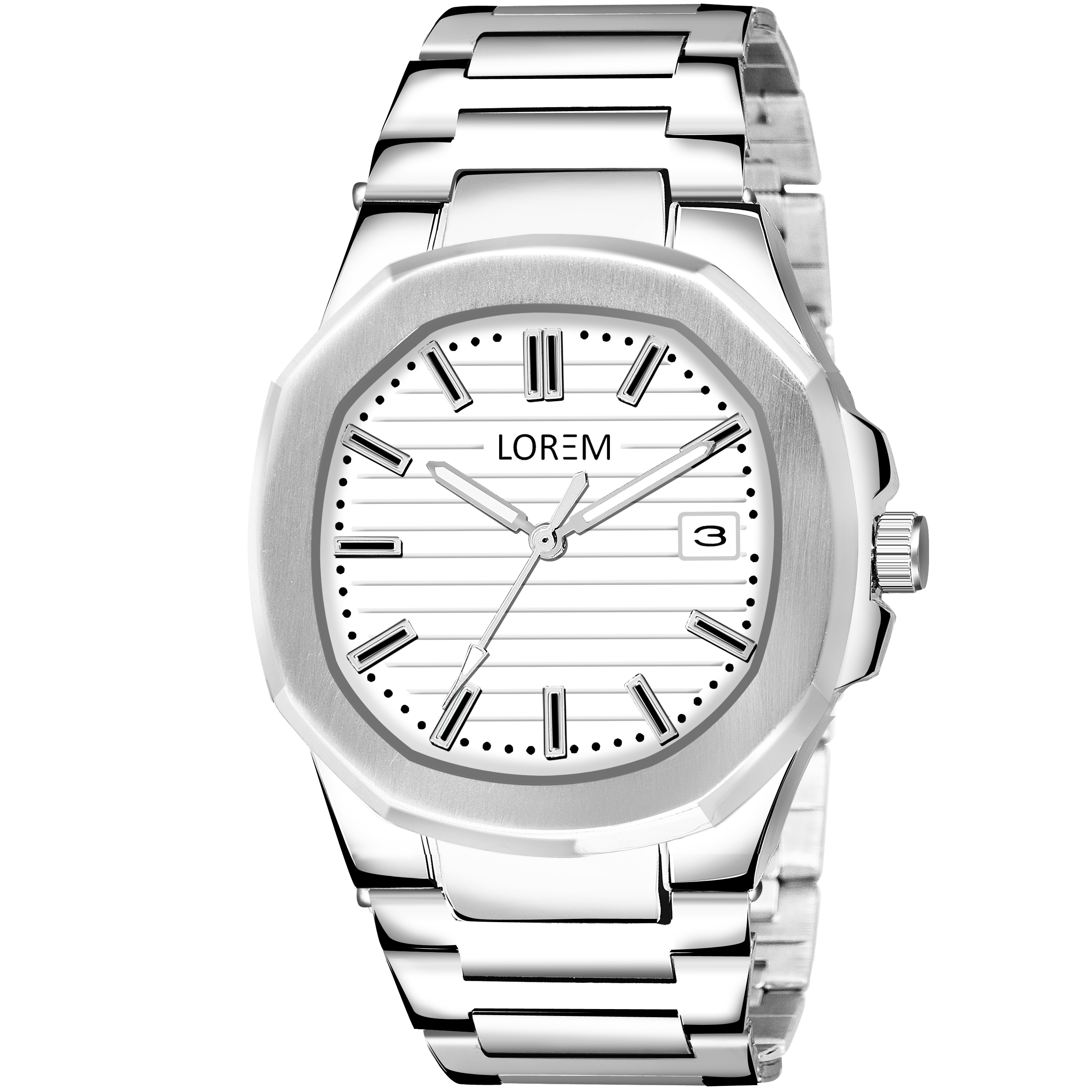 LOREM LR147 Men’s Stainless Steel Wrist Watch with Brass Dial, Date Function