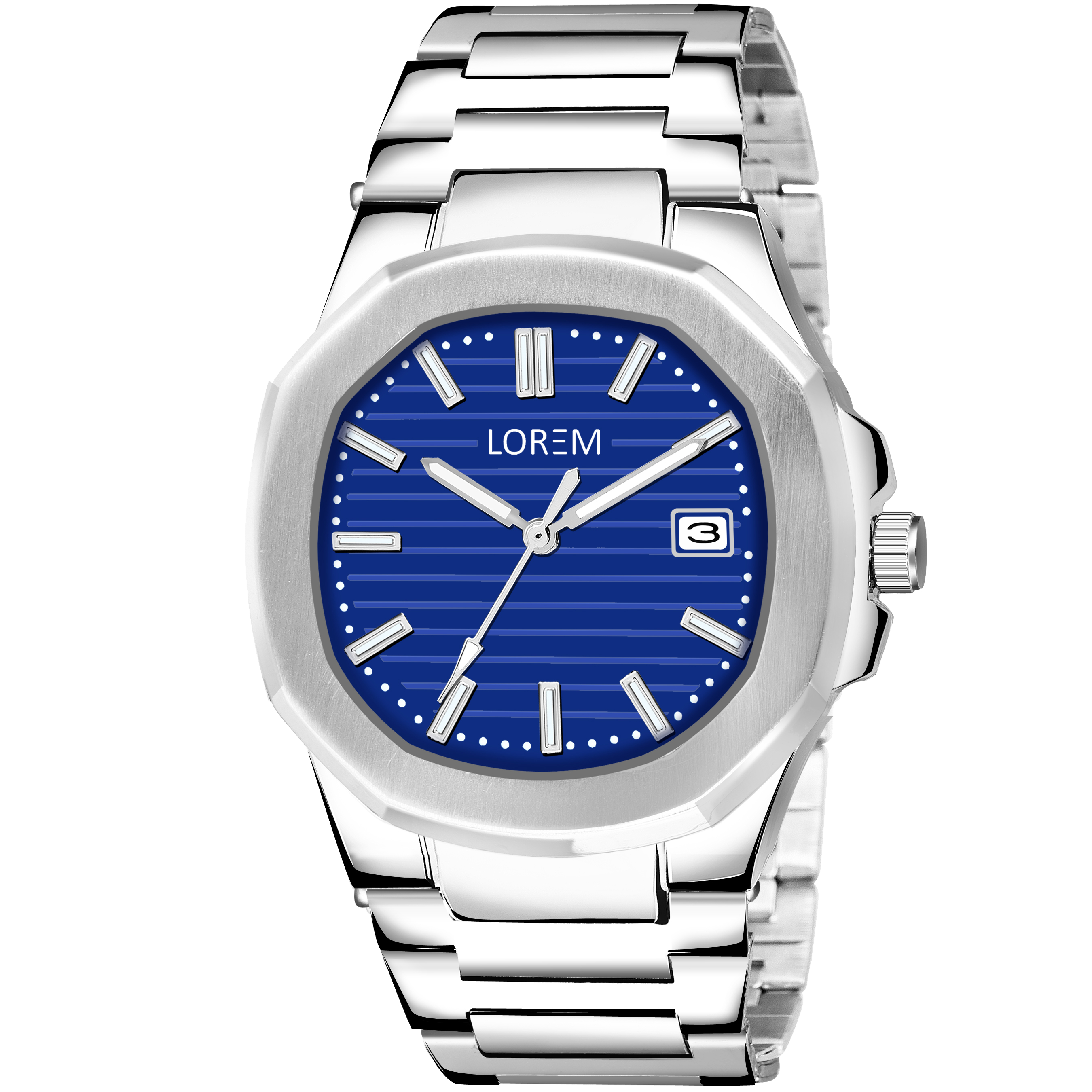 LOREM LR145 Men’s Stainless Steel Wrist Watch with Brass Dial, Date Function
