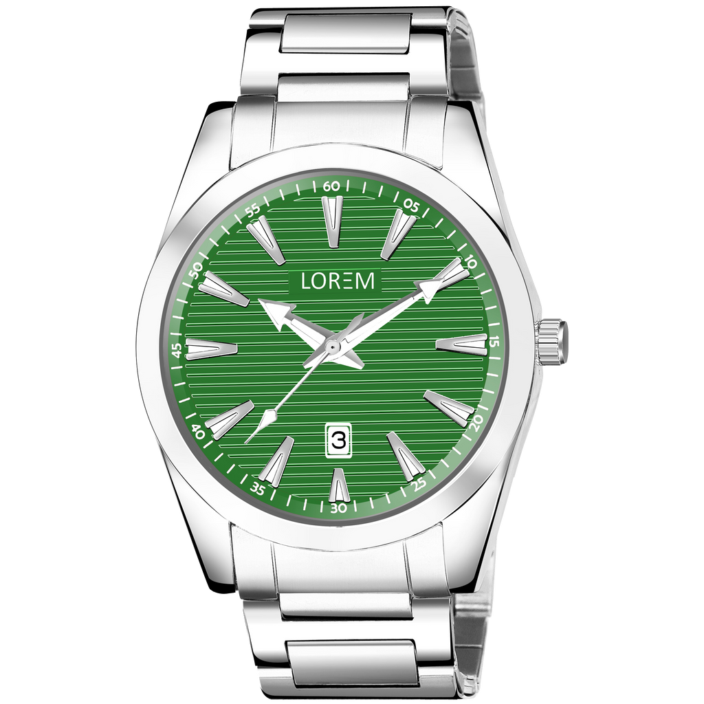 LOREM LR150 Men’s Stainless Steel Watch with Brass Dial & Date Function