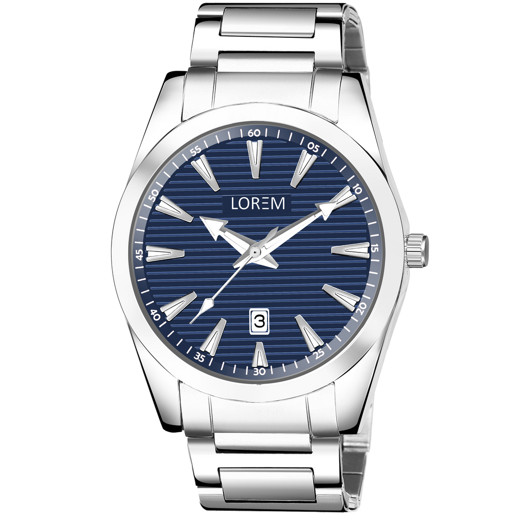 LOREM LR149 Men’s Stainless Steel Watch with Brass Dial & Date Function