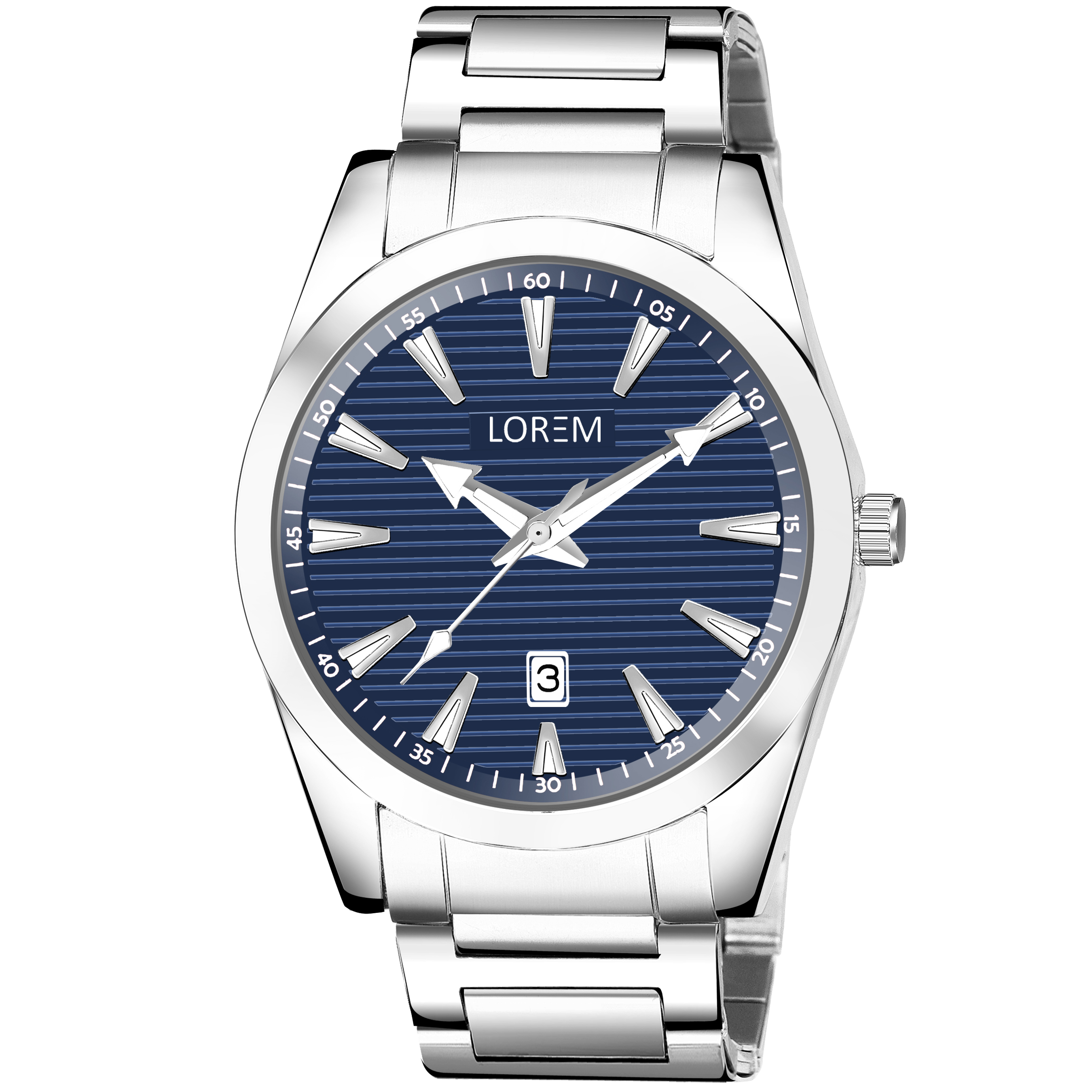 LOREM LR149 Men’s Stainless Steel Watch with Brass Dial & Date Function